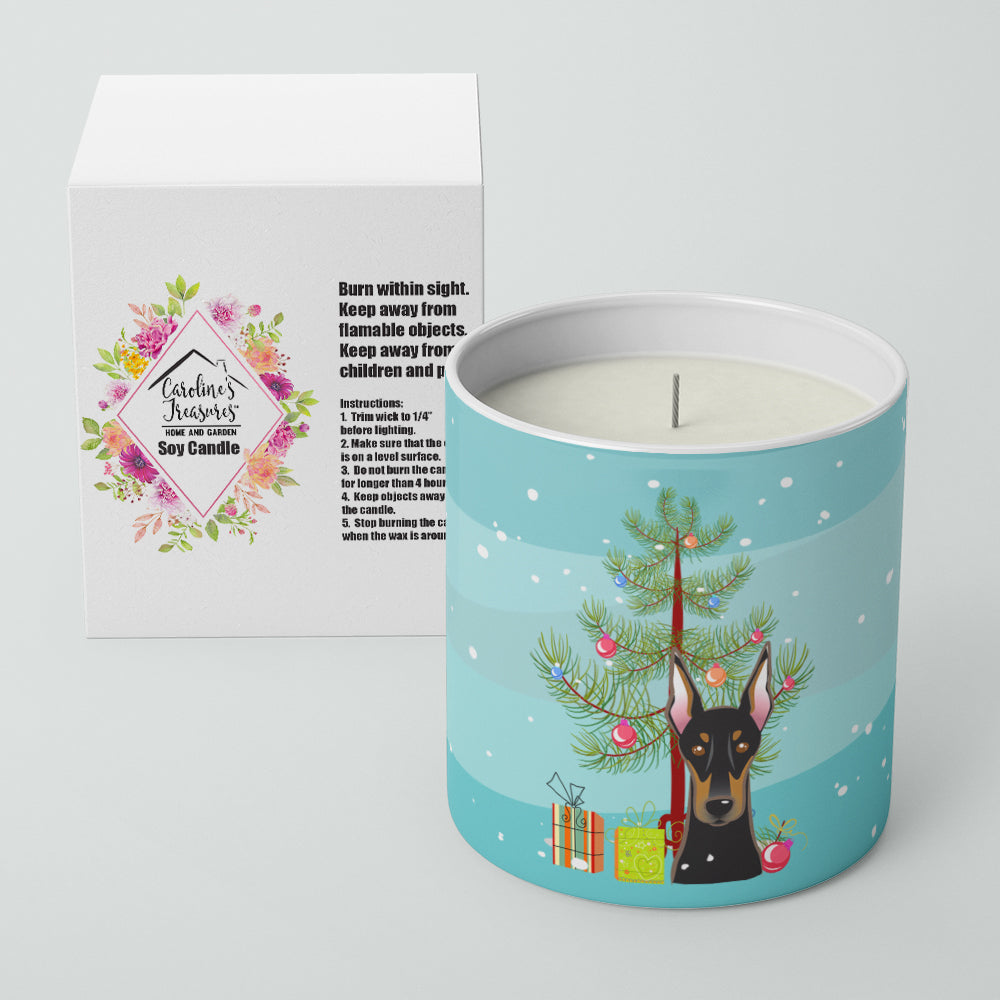 Christmas Tree and Doberman 10 oz Decorative Soy Candle - the-store.com