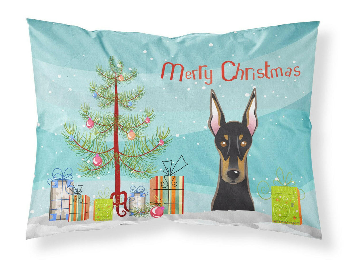 Christmas Tree and Doberman Fabric Standard Pillowcase BB1617PILLOWCASE by Caroline&#39;s Treasures
