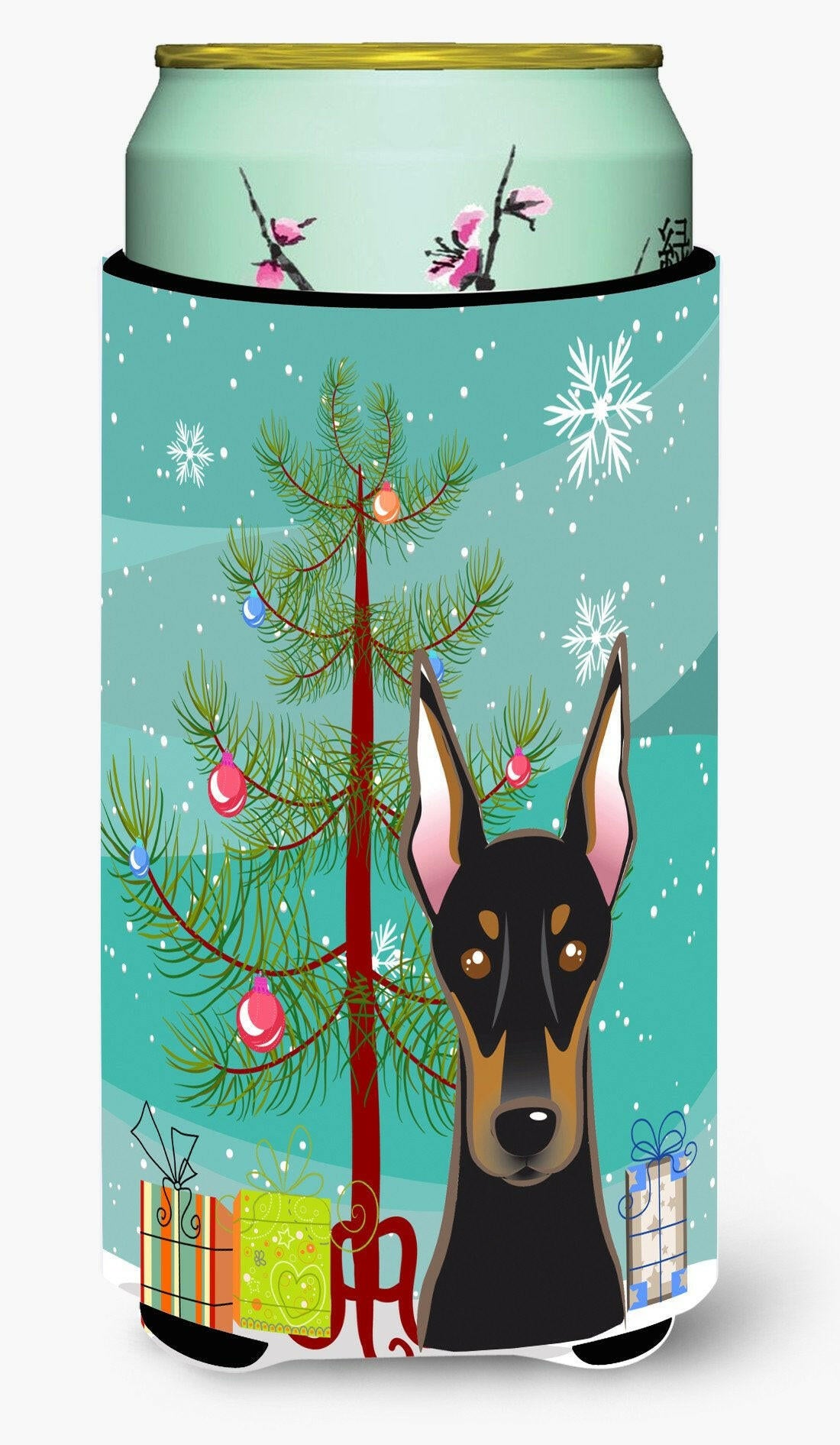 Christmas Tree and Doberman Tall Boy Beverage Insulator Hugger BB1617TBC by Caroline&#39;s Treasures