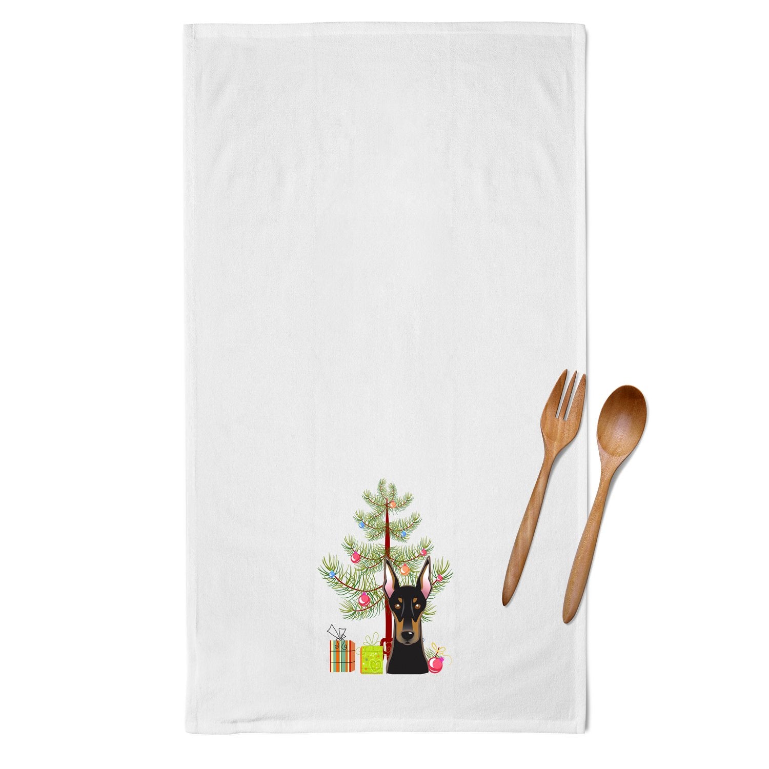 Caroline's Treasures Christmas Tree and Doberman Kitchen Towels – Set of 2 - Decorative & Absorbent Cotton | BB1617WTKT
