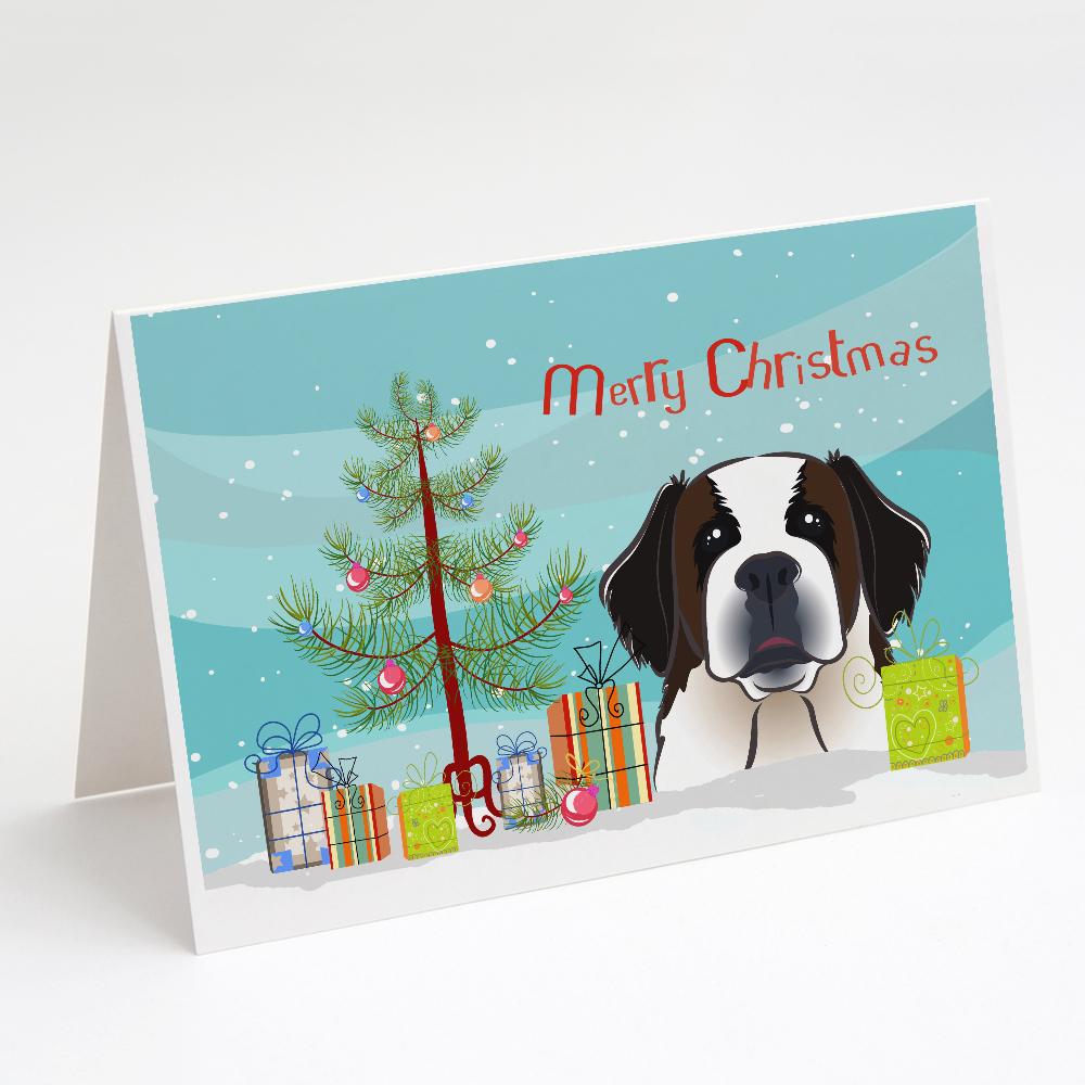 Buy this Christmas Tree and Saint Bernard Greeting Cards and Envelopes Pack of 8