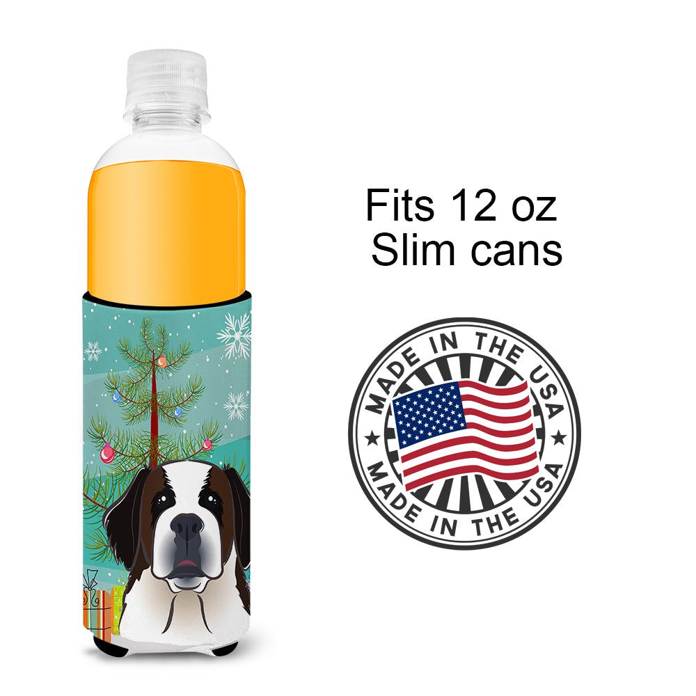 Christmas Tree and Saint Bernard Ultra Beverage Insulators for slim cans BB1618MUK  the-store.com.