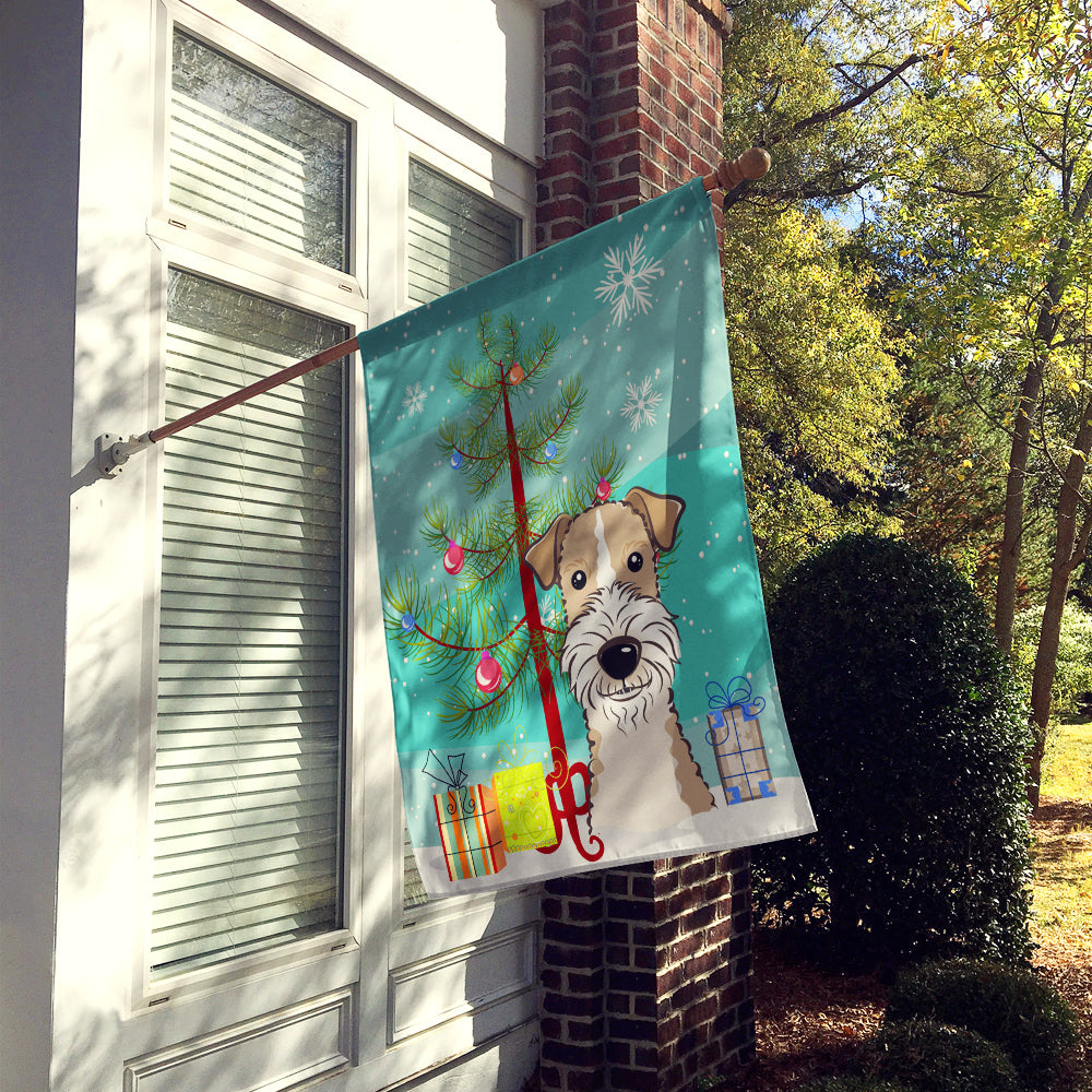 Christmas Tree and Wire Haired Fox Terrier Flag Canvas House Size BB1619CHF  the-store.com.