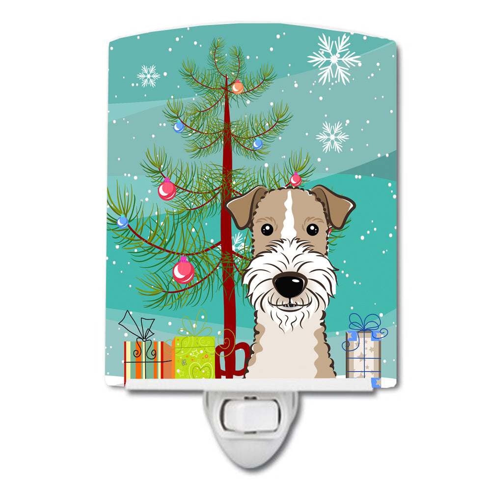 Christmas Tree and Wire Haired Fox Terrier Ceramic Night Light BB1619CNL - the-store.com