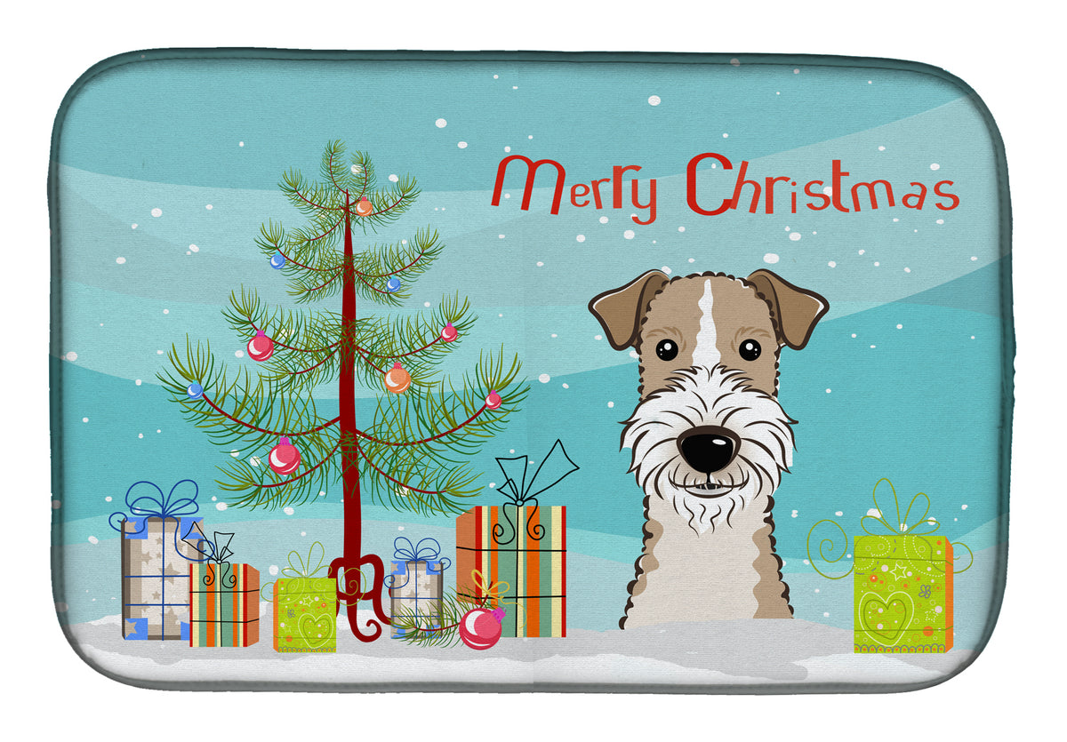 Christmas Tree and Wire Haired Fox Terrier Dish Drying Mat BB1619DDM