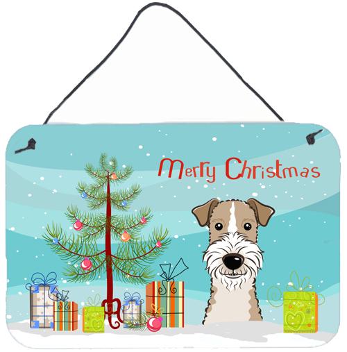 Christmas Tree and Wire Haired Fox Terrier Wall or Door Hanging Prints by Caroline&#39;s Treasures