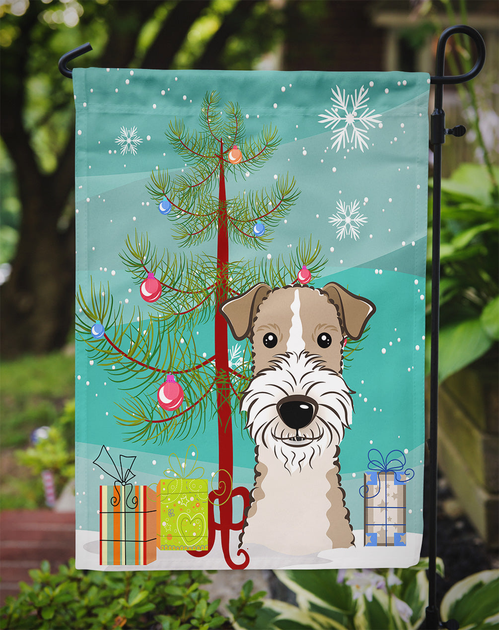 Christmas Tree and Wire Haired Fox Terrier Flag Garden Size BB1619GF