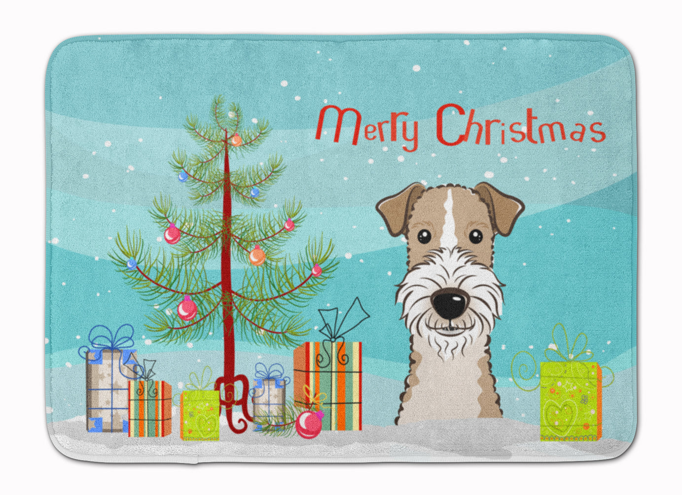 Christmas Tree and Wire Haired Fox Terrier Machine Washable Memory Foam Mat BB1619RUG - the-store.com