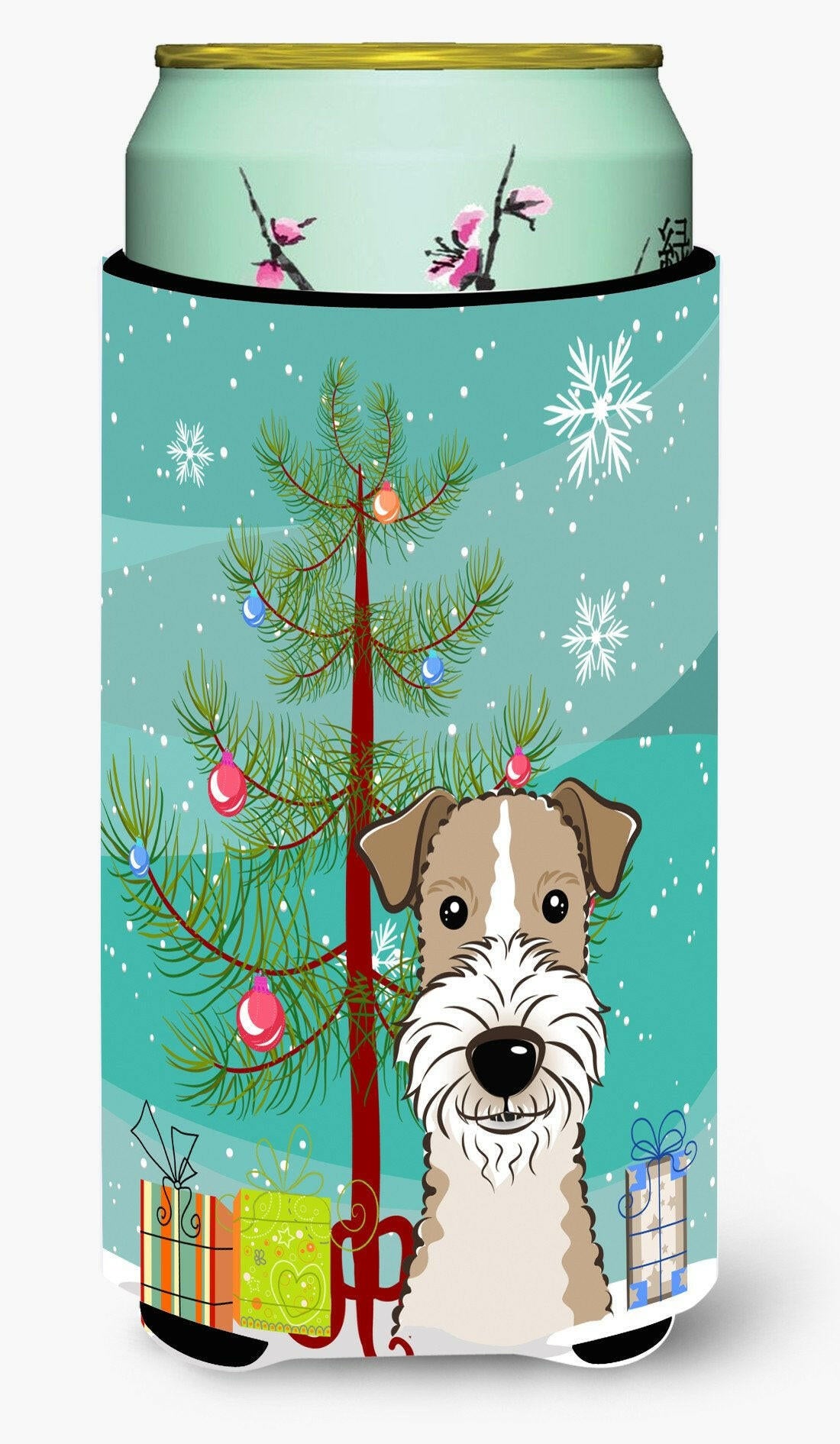 Christmas Tree and Wire Haired Fox Terrier Tall Boy Beverage Insulator Hugger BB1619TBC by Caroline&#39;s Treasures