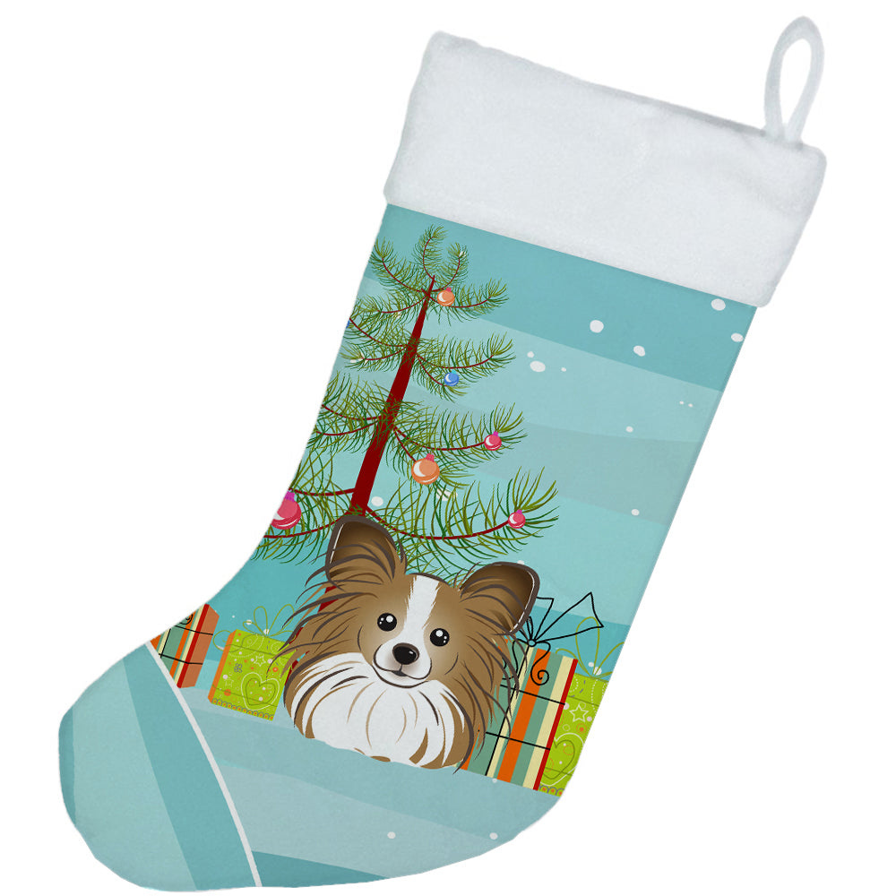 Caroline's Treasures Christmas Tree and Papillon Christmas Stocking BB1620CS