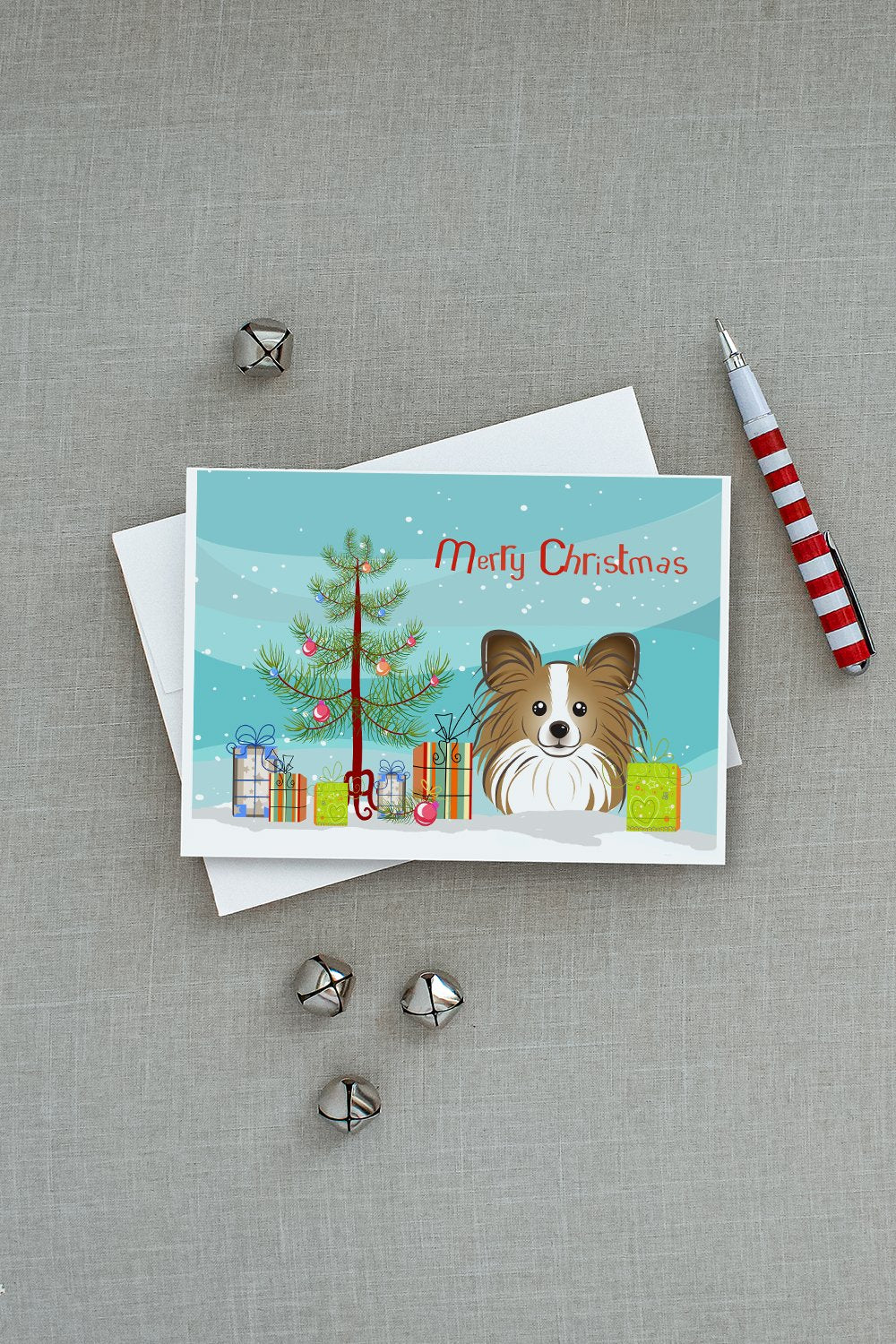 Christmas Tree and Papillon Greeting Cards and Envelopes Pack of 8 - the-store.com