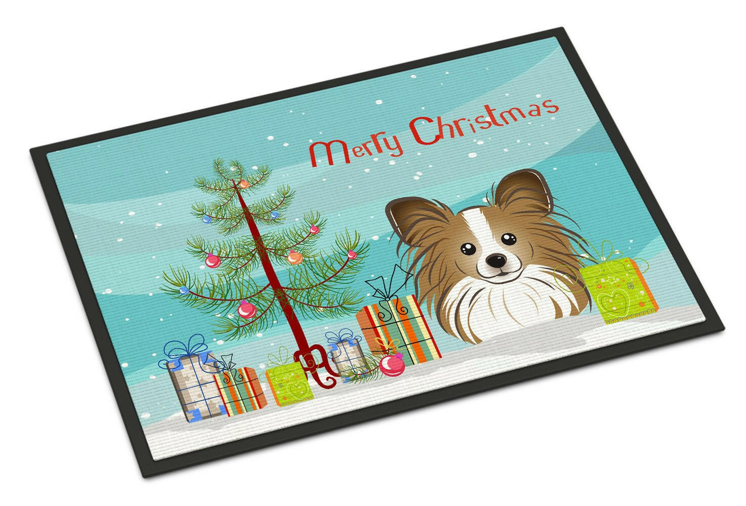 Christmas Tree and Papillon Indoor or Outdoor Mat 24x36 BB1620JMAT - the-store.com