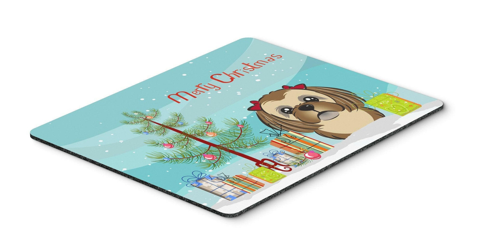 Christmas Tree and Chocolate Brown Shih Tzu Mouse Pad, Hot Pad or Trivet BB1621MP by Caroline's Treasures