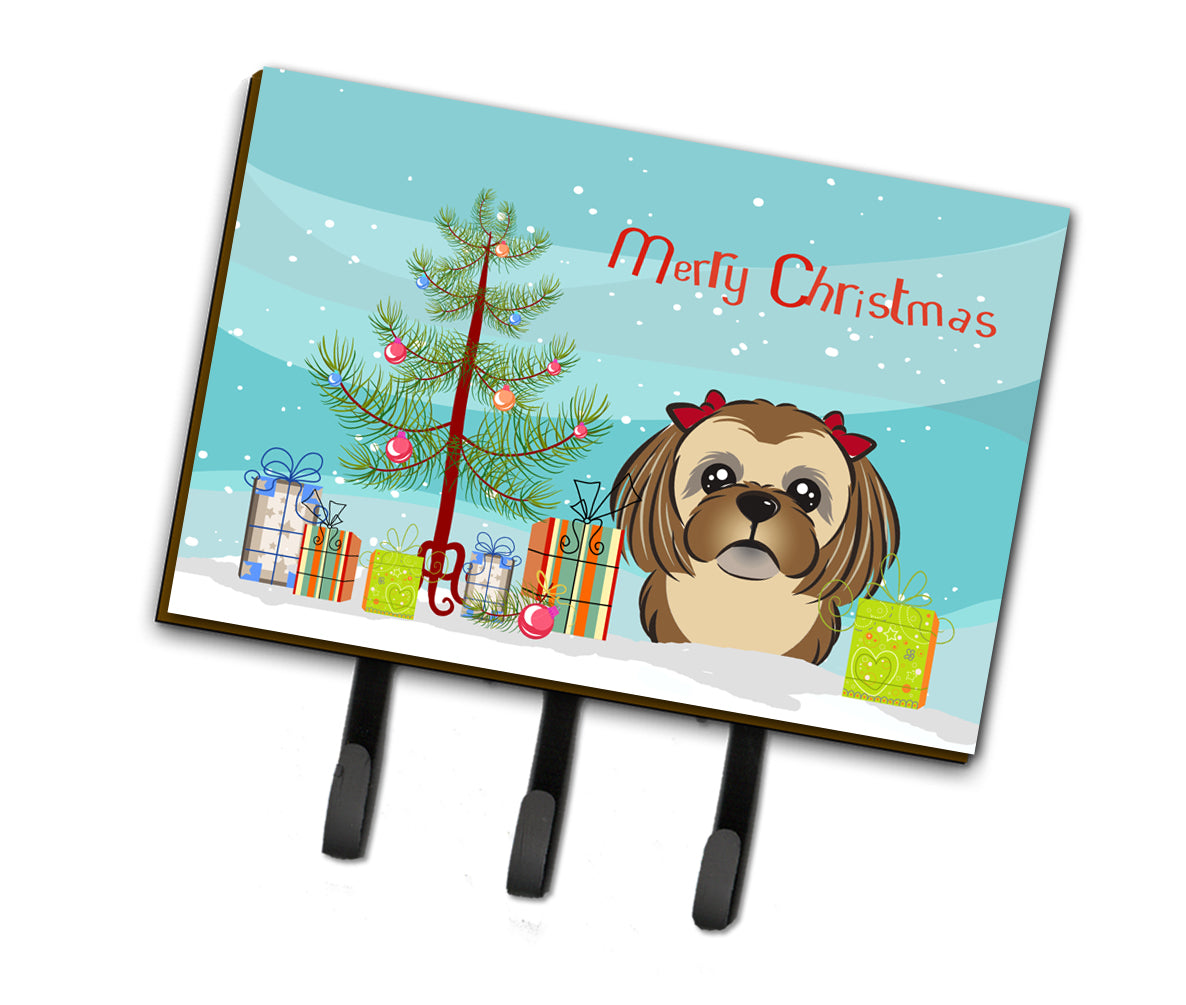 Christmas Tree and Chocolate Brown Shih Tzu Leash or Key Holder BB1621TH68  the-store.com.