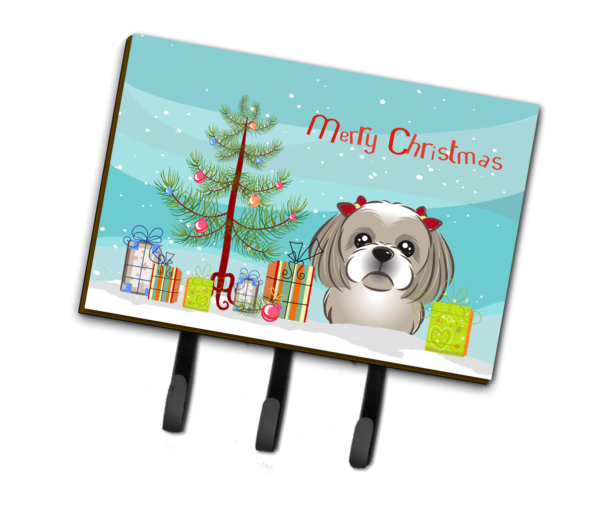 Christmas Tree and Gray Silver Shih Tzu Leash or Key Holder BB1622TH68  the-store.com.