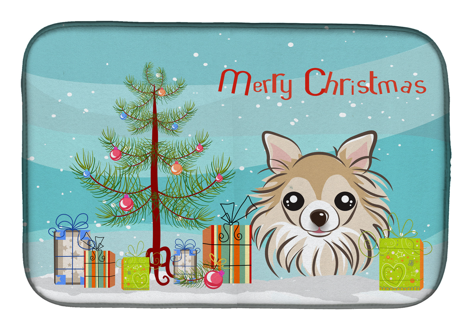 Christmas Tree and Chihuahua Dish Drying Mat BB1623DDM  the-store.com.