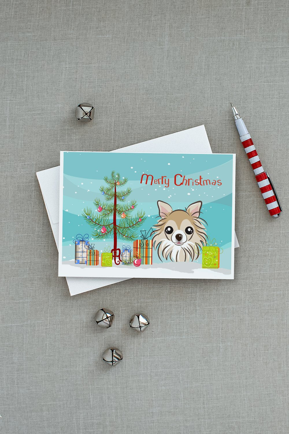 Christmas Tree and Chihuahua Greeting Cards and Envelopes Pack of 8 - the-store.com