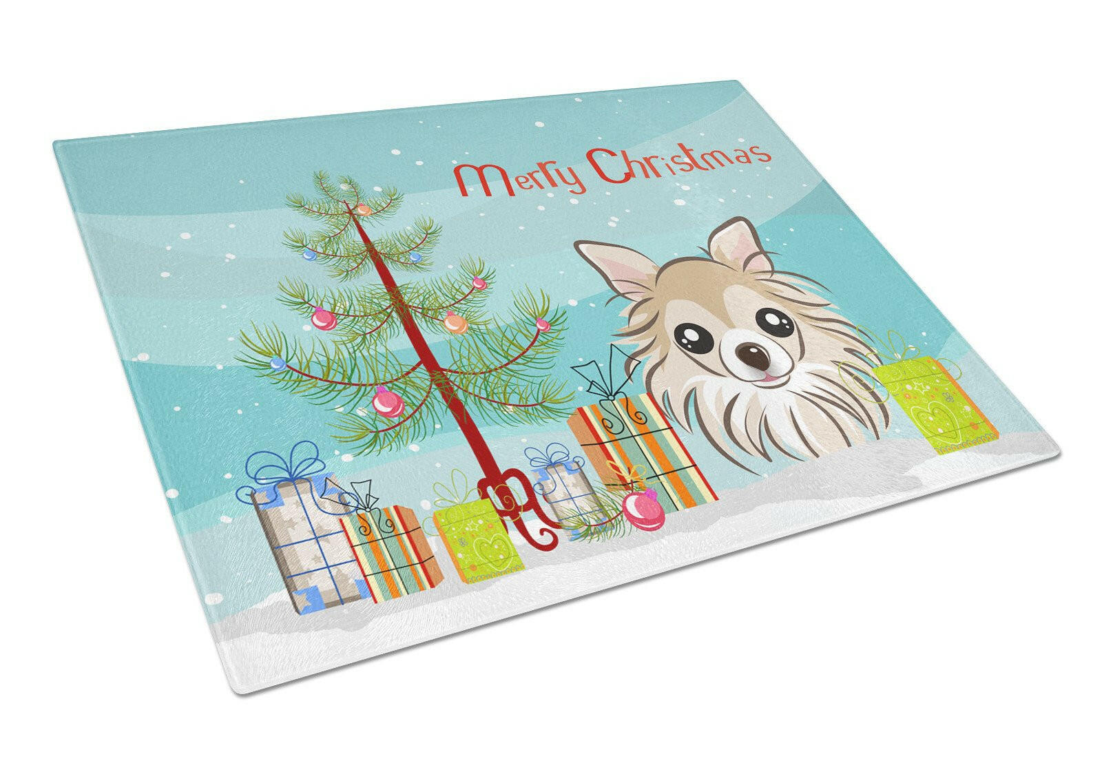 Christmas Tree and Chihuahua Glass Cutting Board Large BB1623LCB by Caroline's Treasures