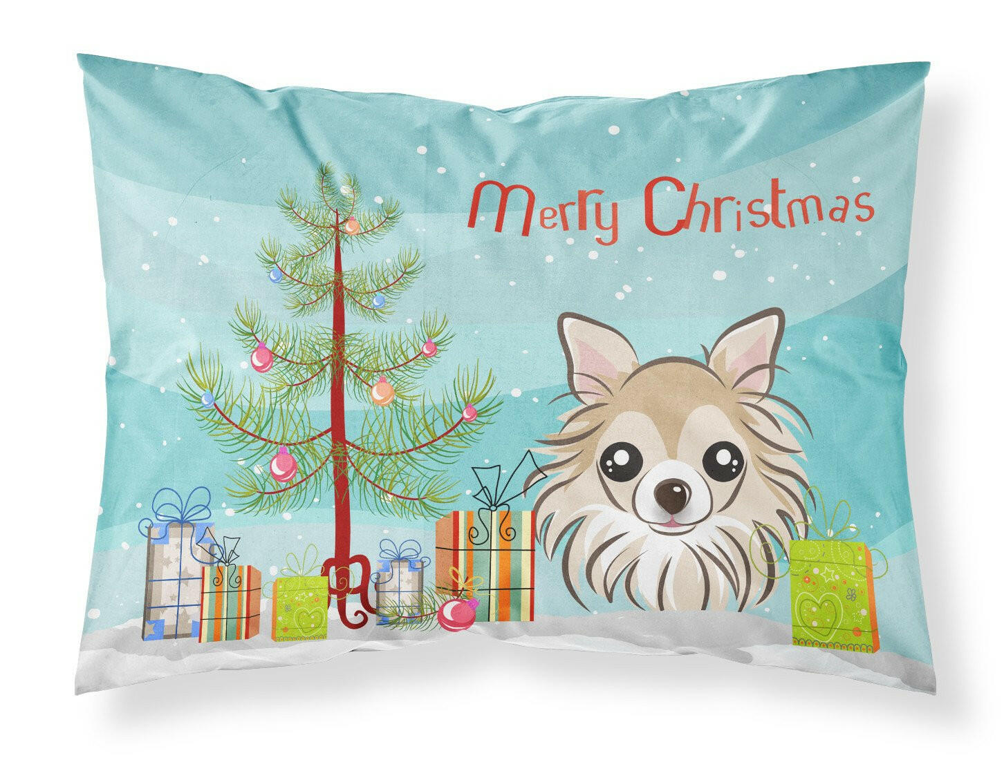 Christmas Tree and Chihuahua Fabric Standard Pillowcase BB1623PILLOWCASE by Caroline's Treasures