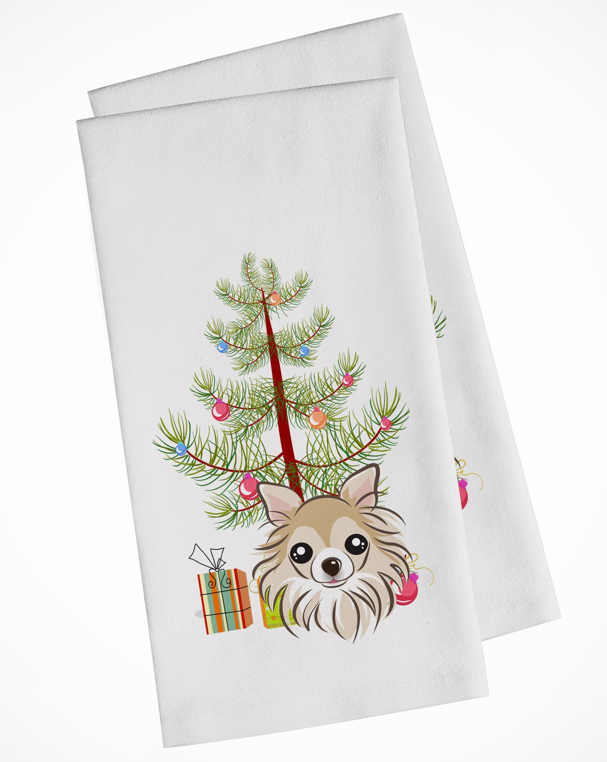 Christmas Tree and Chihuahua White Kitchen Towel Set of 2 BB1623WTKT by Caroline&#39;s Treasures