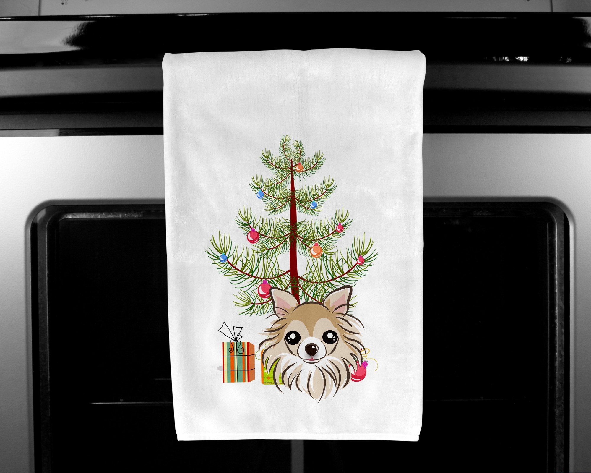 Christmas Tree and Chihuahua White Kitchen Towel Set of 2 BB1623WTKT by Caroline's Treasures