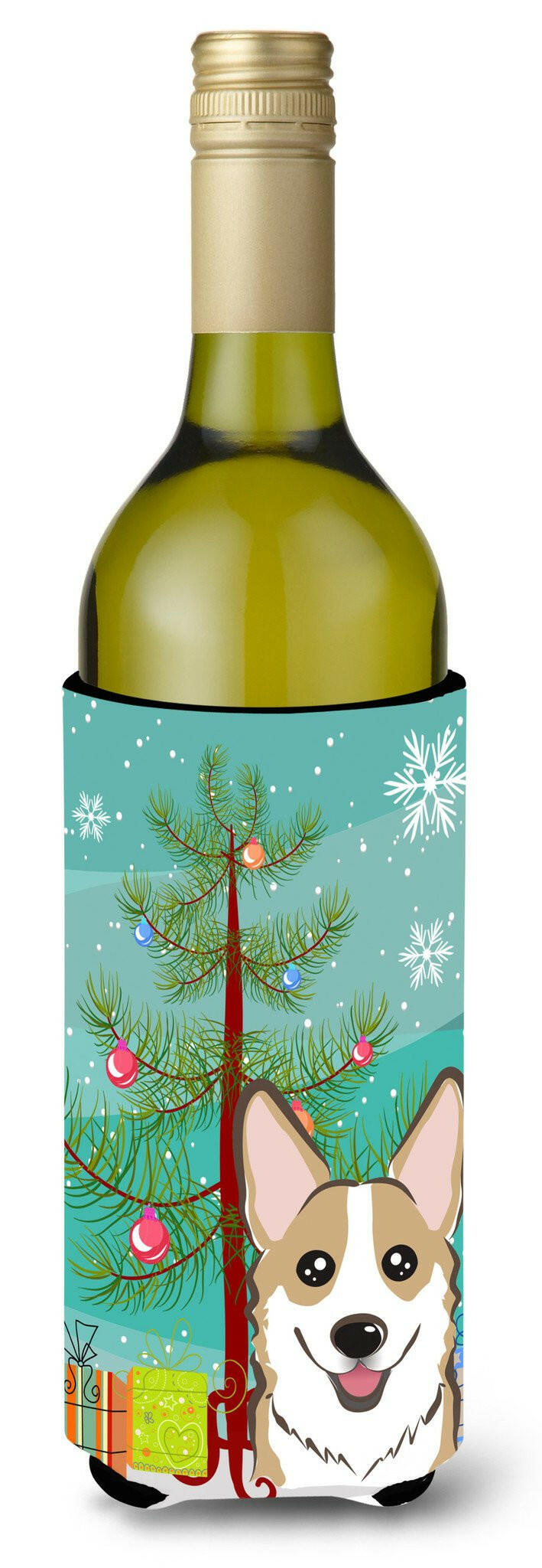 Christmas Tree and Sable Corgi Wine Bottle Beverage Insulator Hugger BB1625LITERK by Caroline&#39;s Treasures