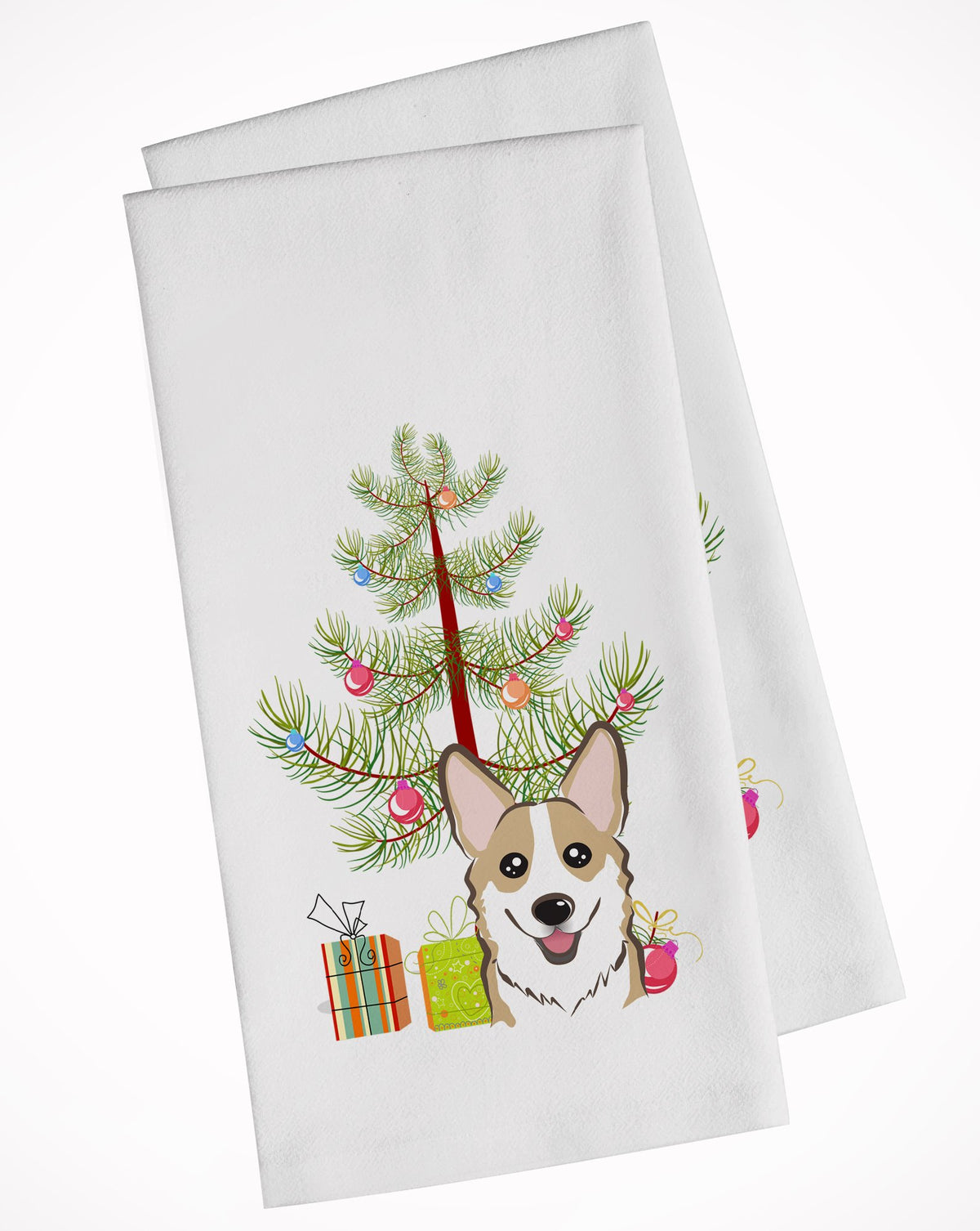 Christmas Tree and Sable Corgi White Kitchen Towel Set of 2 BB1625WTKT by Caroline&#39;s Treasures