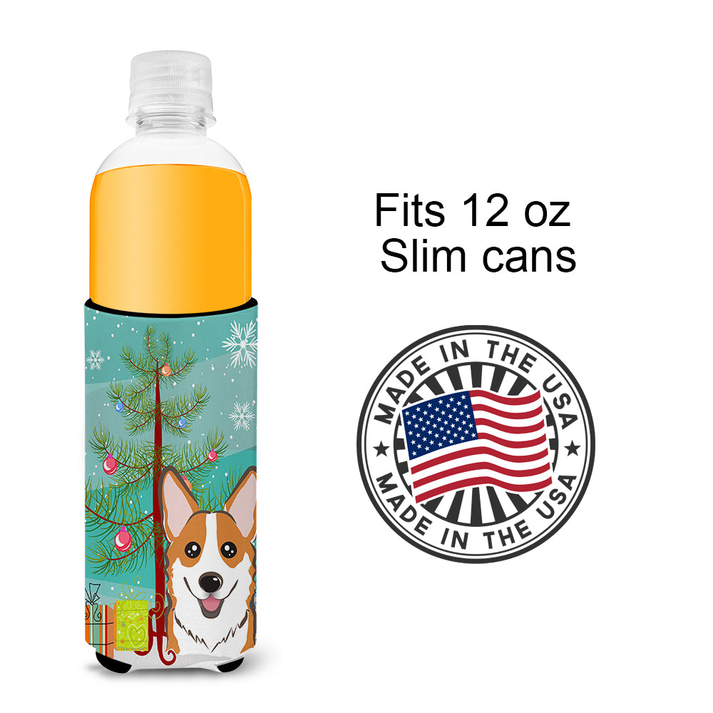 Christmas Tree and Red Corgi Ultra Beverage Insulators for slim cans BB1626MUK  the-store.com.