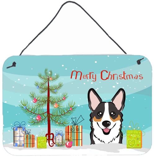 Christmas Tree and Tricolor Corgi Wall or Door Hanging Prints BB1627DS812 by Caroline&#39;s Treasures