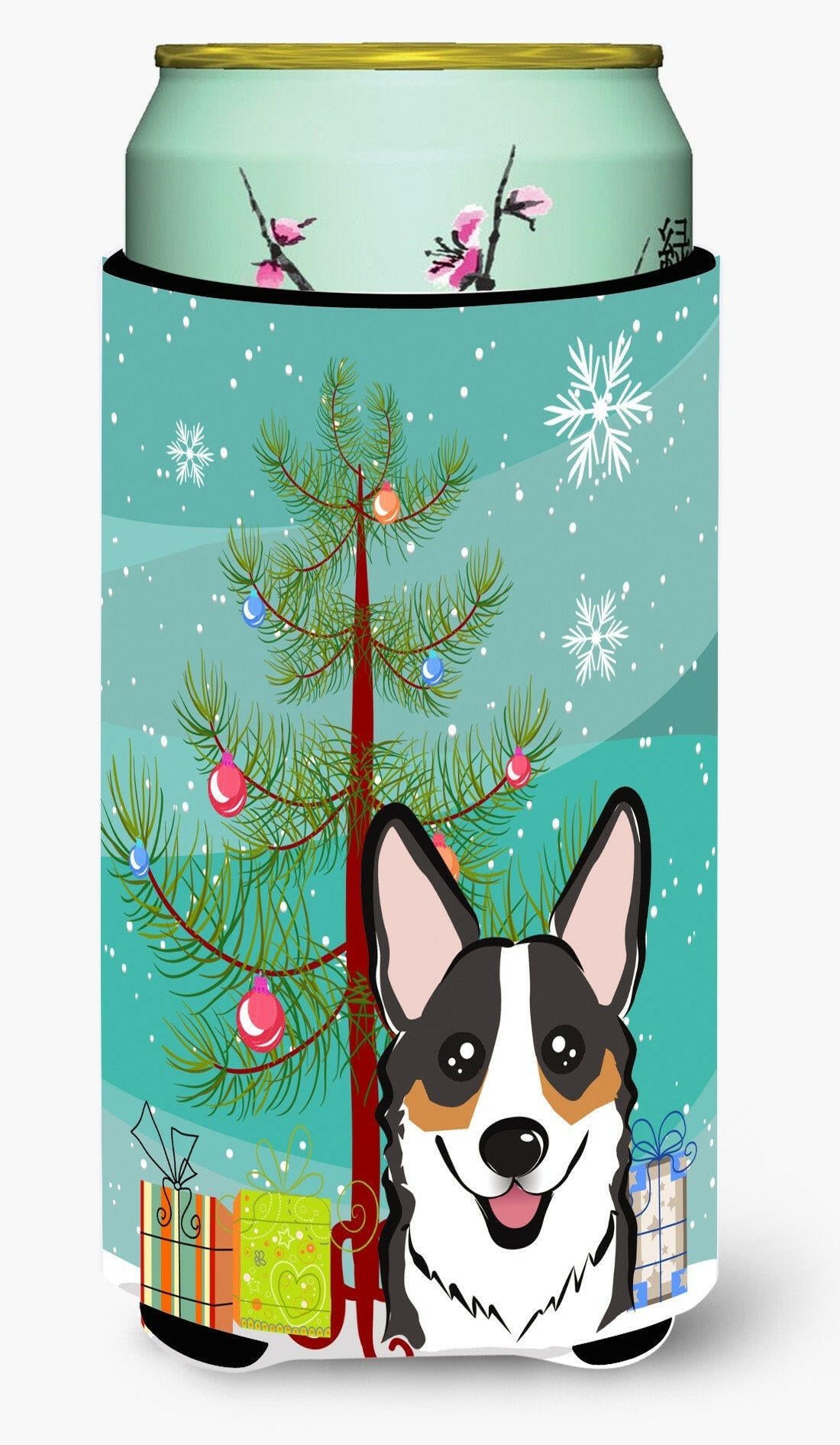 Christmas Tree and Tricolor Corgi Tall Boy Beverage Insulator Hugger BB1627TBC by Caroline&#39;s Treasures