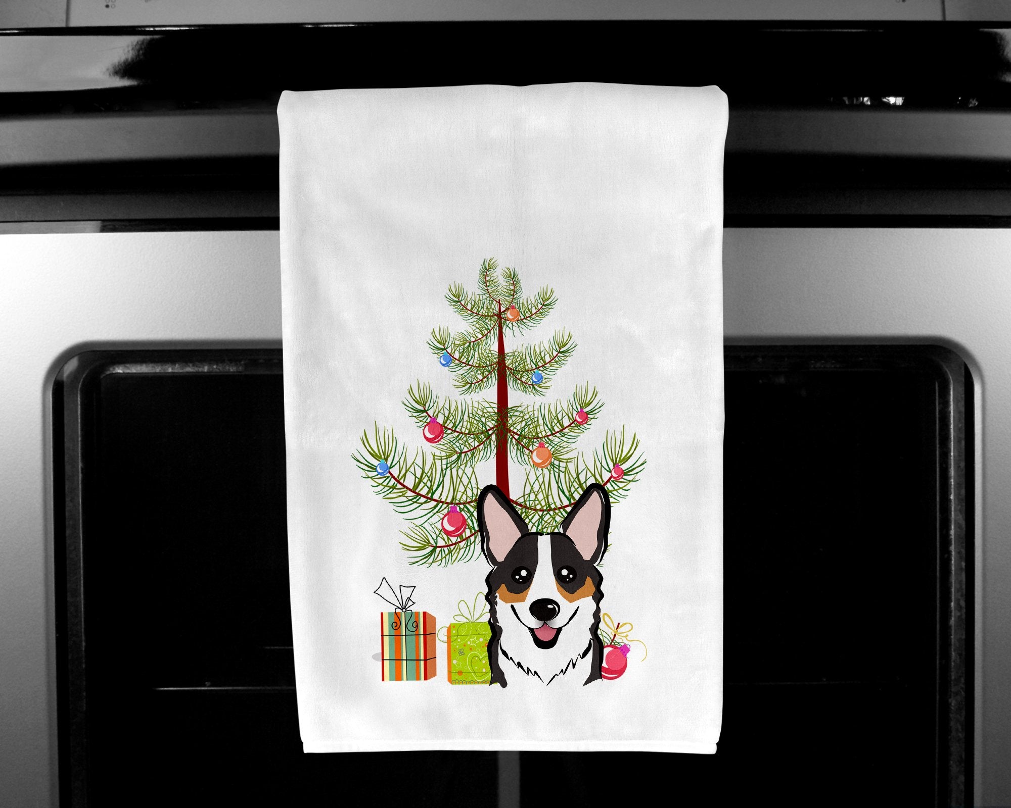 Christmas Tree and Tricolor Corgi White Kitchen Towel Set of 2 BB1627WTKT by Caroline's Treasures