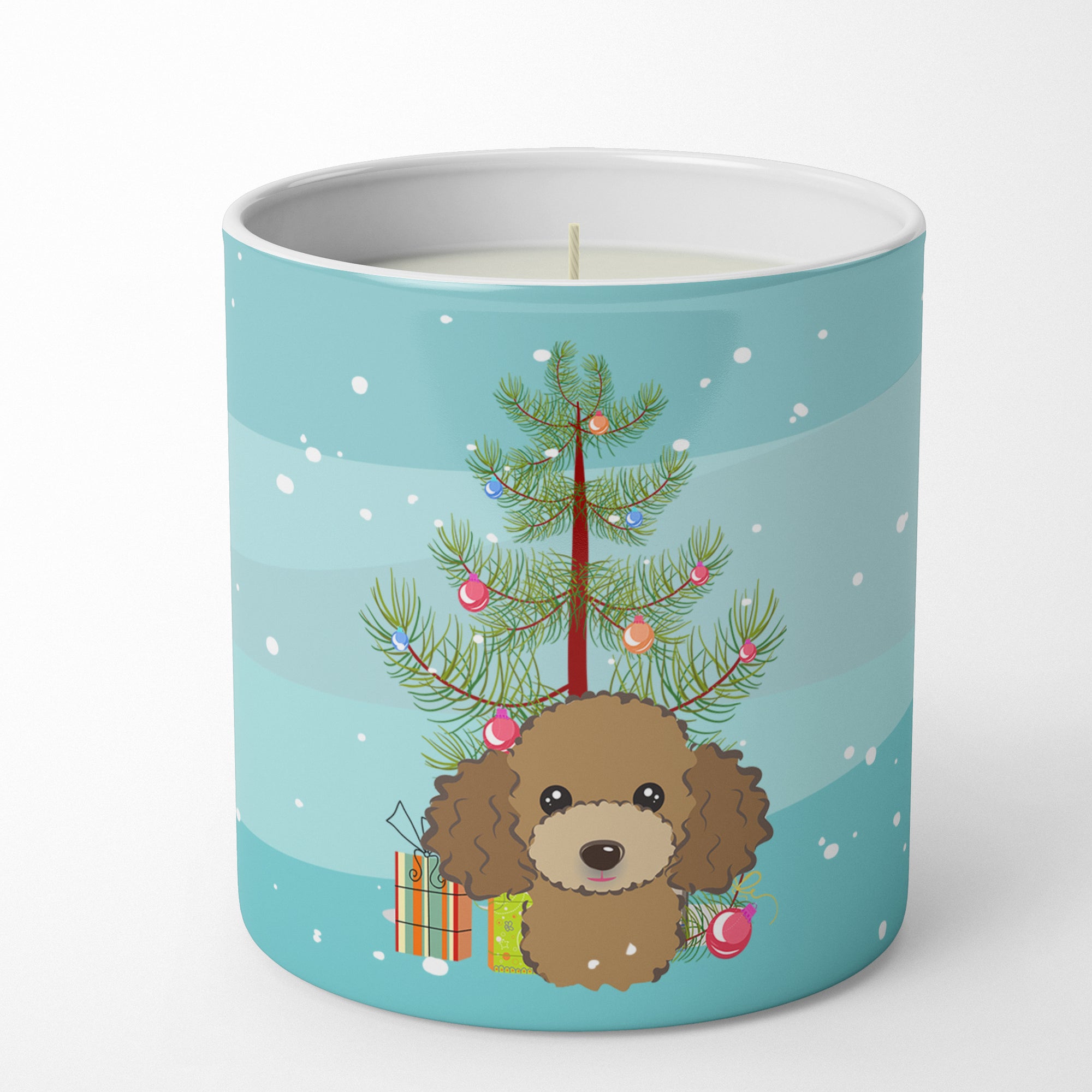Buy this Christmas Tree and Chocolate Brown Poodle 10 oz Decorative Soy Candle