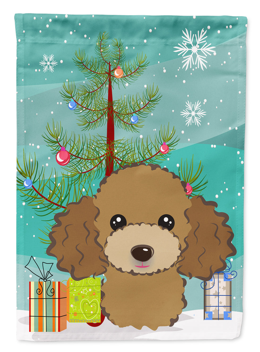 Christmas Tree and Chocolate Brown Poodle Flag Canvas House Size BB1628CHF
