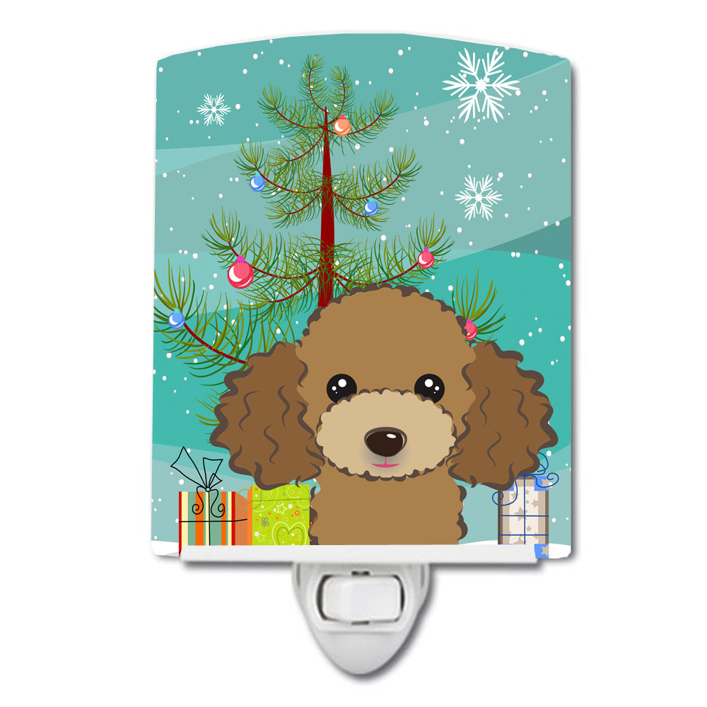 Christmas Tree and Chocolate Brown Poodle Ceramic Night Light BB1628CNL - the-store.com