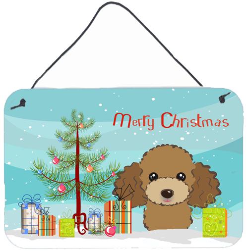 Christmas Tree and Chocolate Brown Poodle Wall or Door Hanging Prints BB1628DS812 by Caroline&#39;s Treasures
