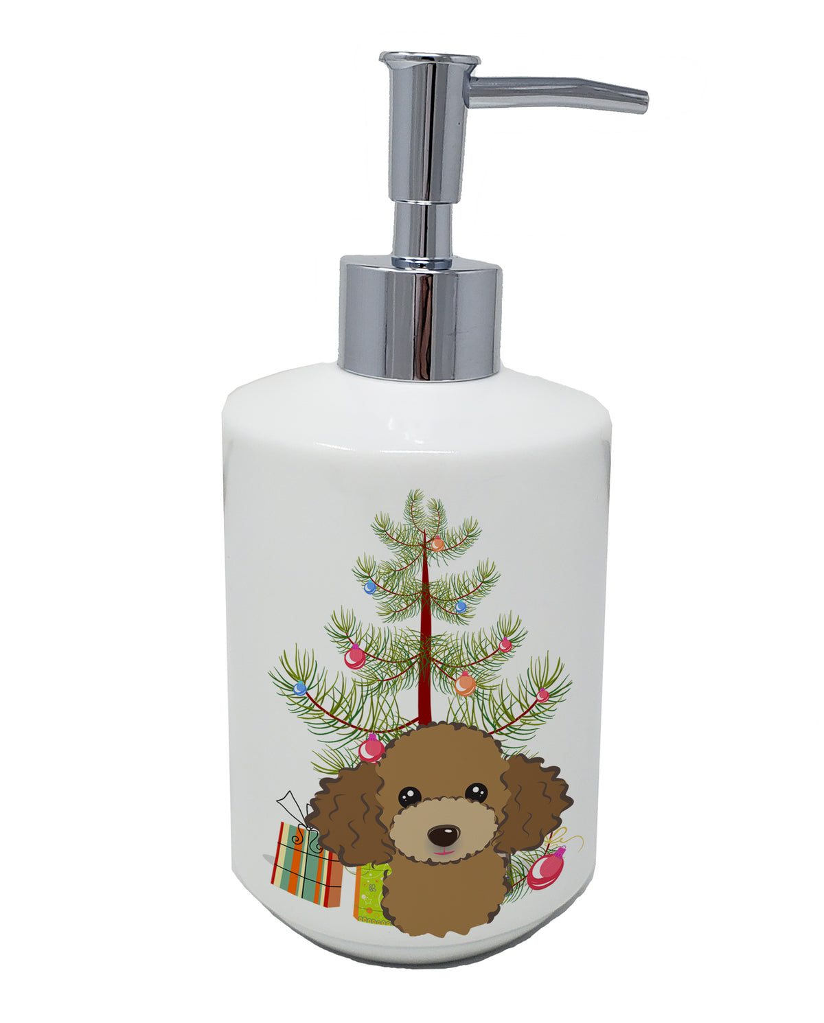 Buy this Christmas Tree and Chocolate Brown Poodle Ceramic Soap Dispenser