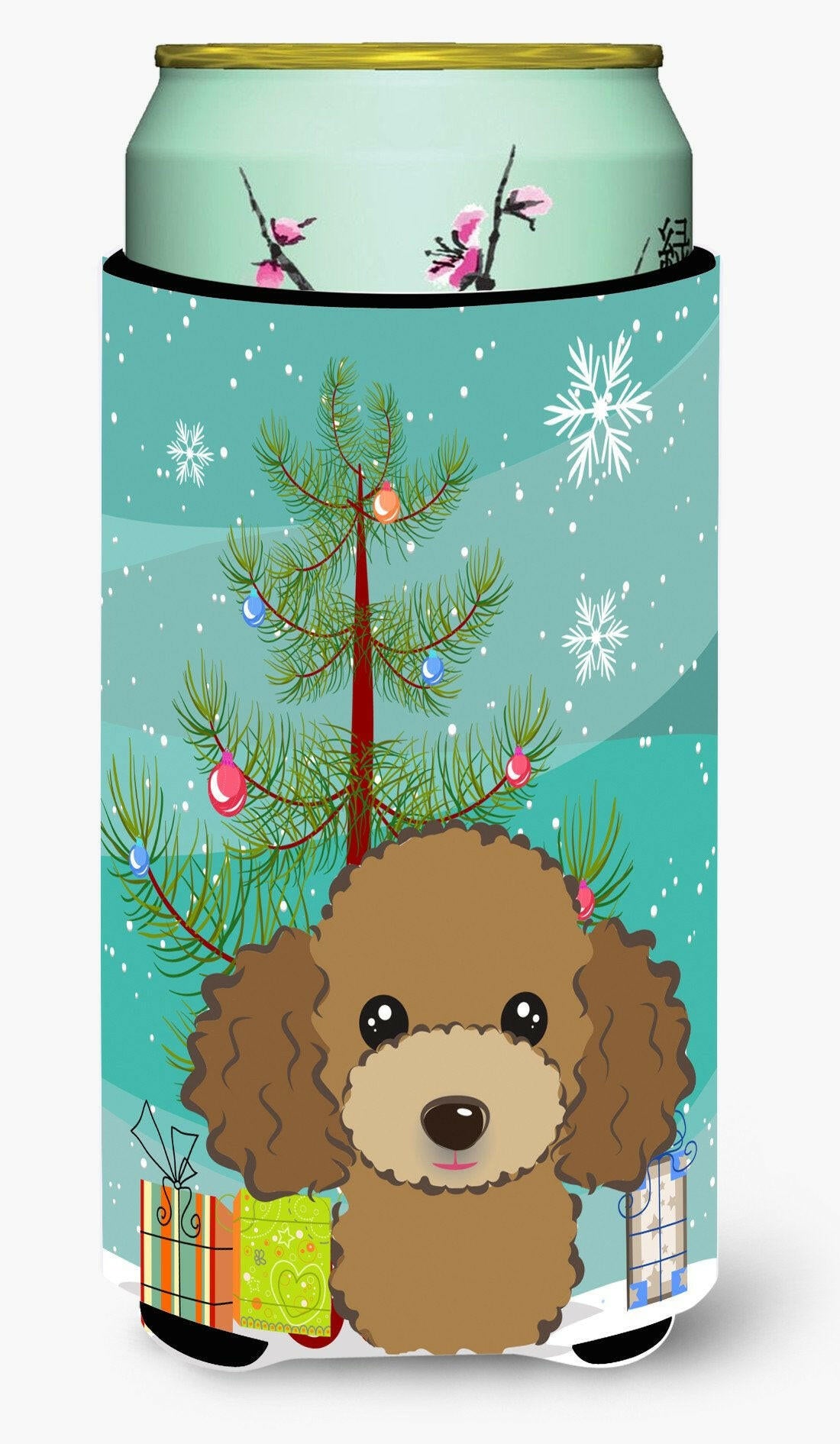 Christmas Tree and Chocolate Brown Poodle Tall Boy Beverage Insulator Hugger BB1628TBC by Caroline&#39;s Treasures