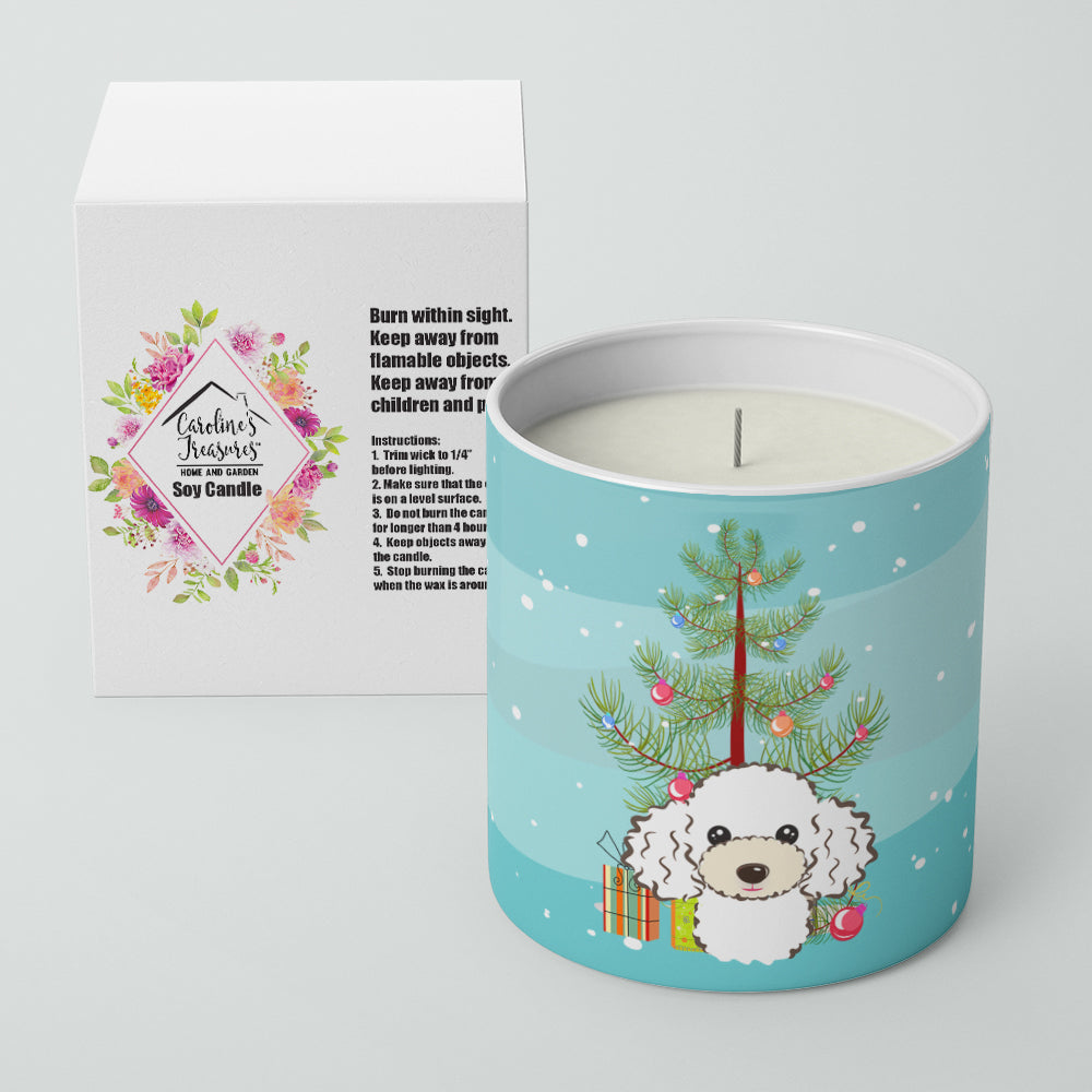 Caroline's Treasures Christmas Tree and White Poodle 10 oz Decorative Soy Candle