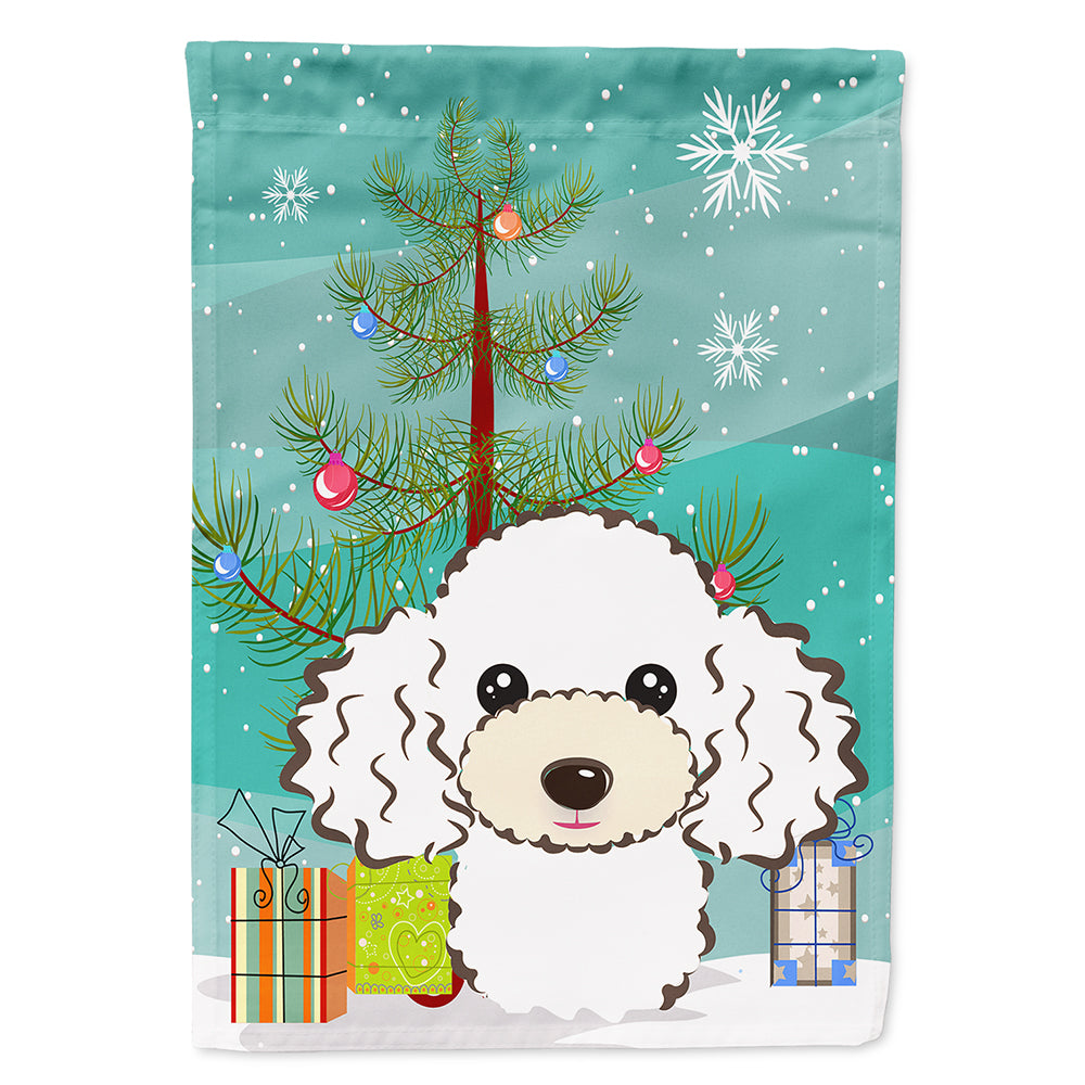 Christmas Tree and White Poodle Flag Canvas House Size BB1629CHF