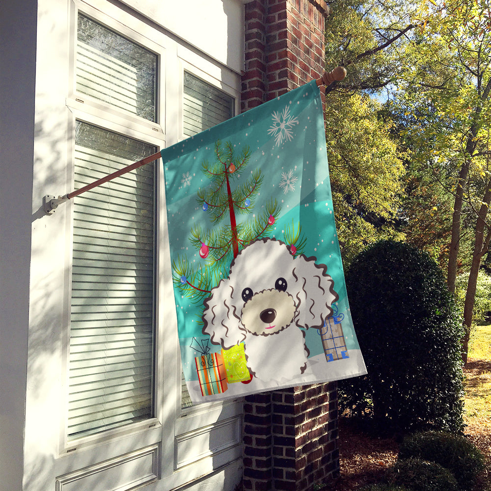 Christmas Tree and White Poodle Flag Canvas House Size BB1629CHF  the-store.com.