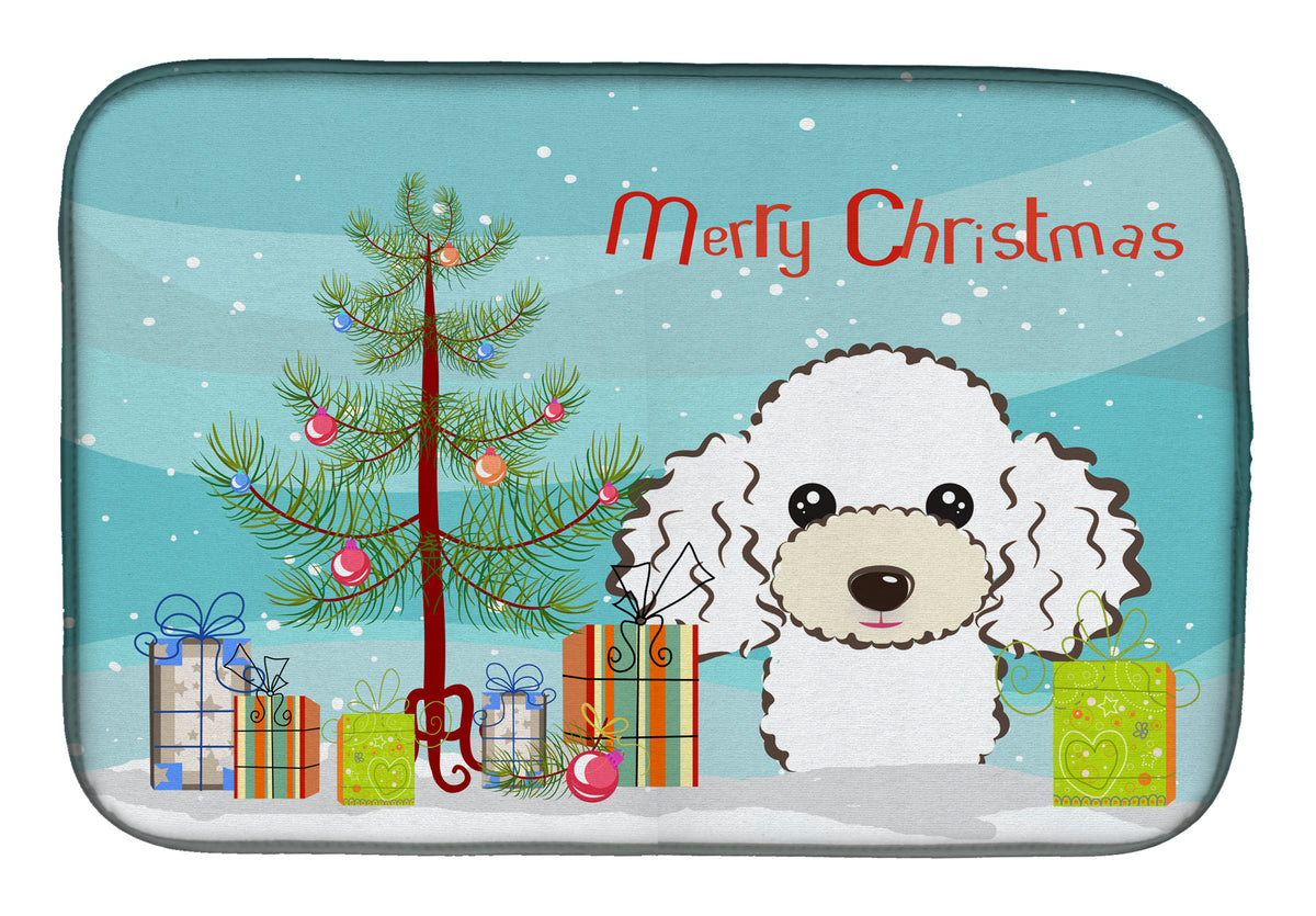 Christmas Tree and White Poodle Dish Drying Mat BB1629DDM