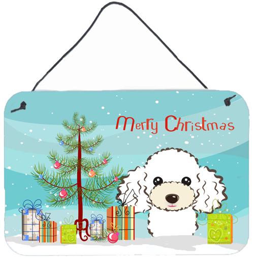 Christmas Tree and White Poodle Wall or Door Hanging Prints BB1629DS812 by Caroline's Treasures
