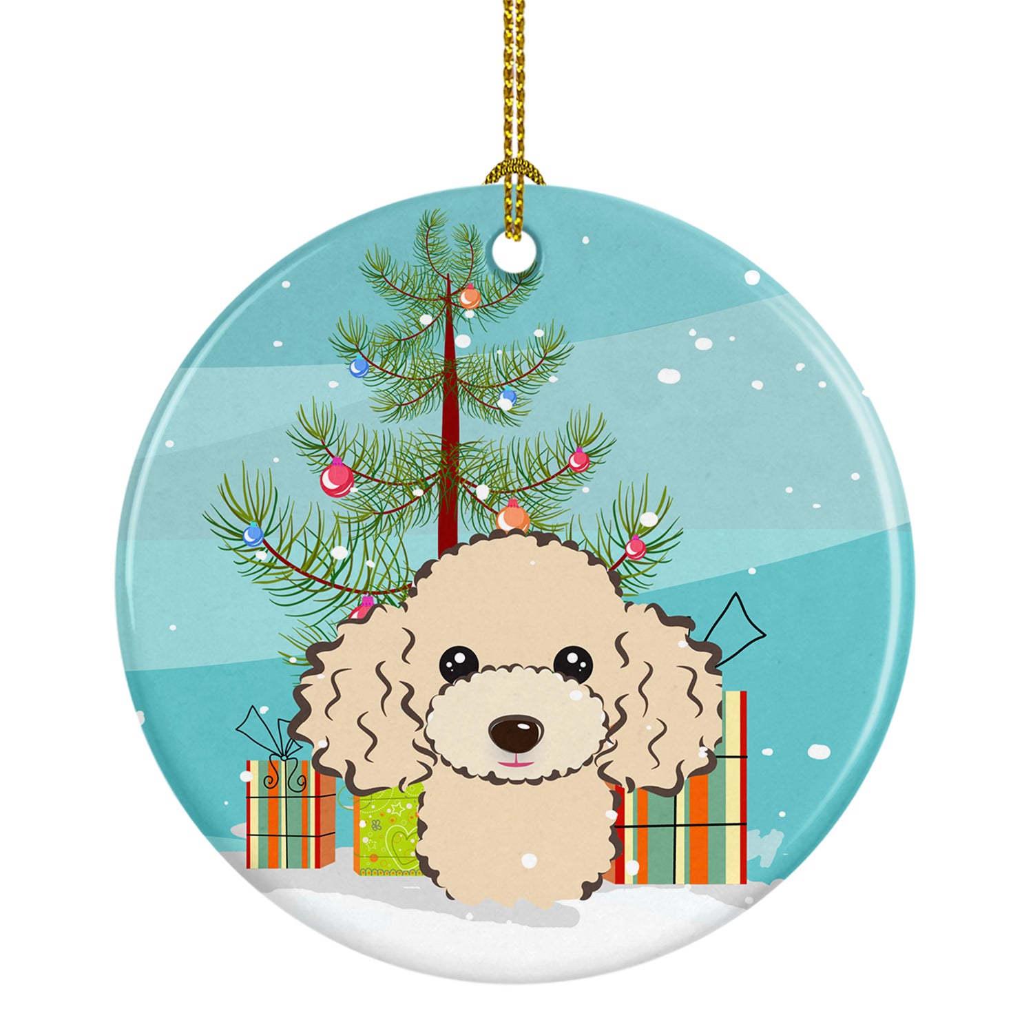 Christmas Tree and Buff Poodle Ceramic Ornament BB1630CO1 - the-store.com
