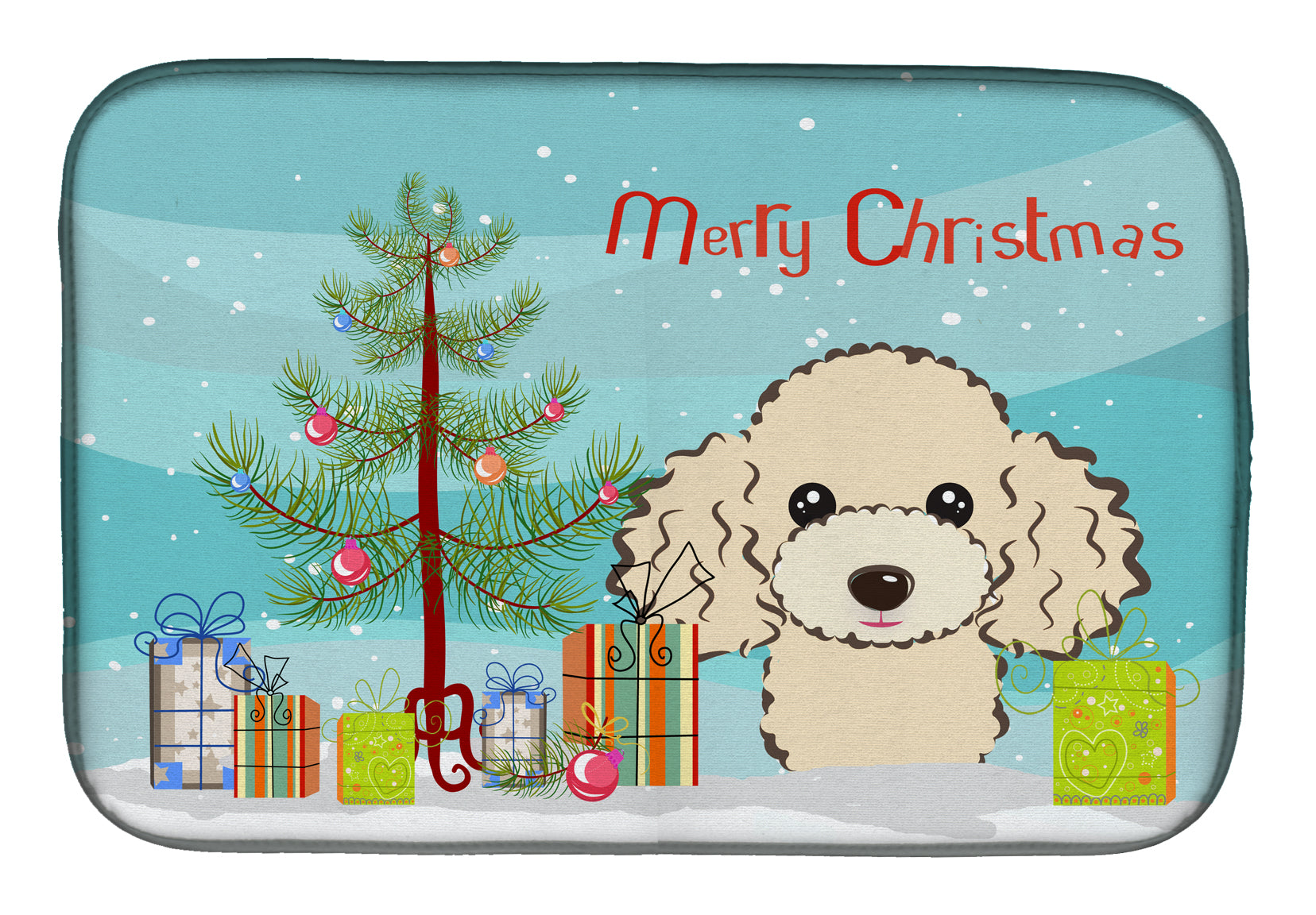 Christmas Tree and Buff Poodle Dish Drying Mat BB1630DDM  the-store.com.