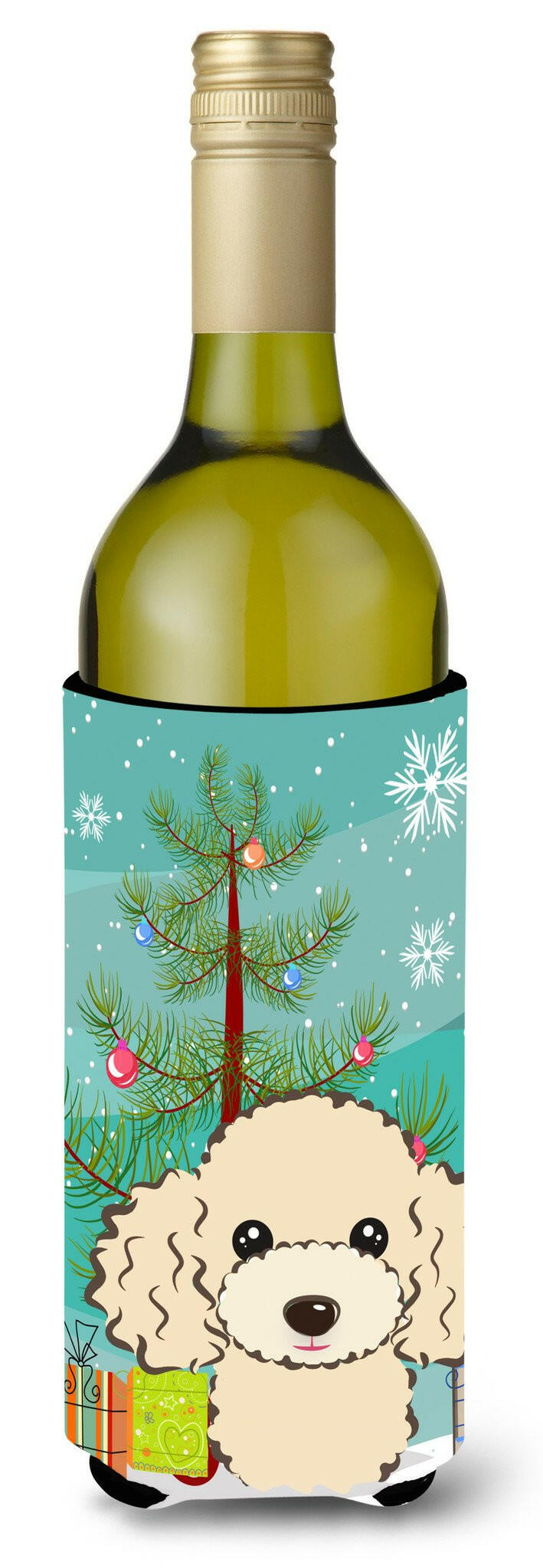 Christmas Tree and Buff Poodle Wine Bottle Beverage Insulator Hugger BB1630LITERK by Caroline&#39;s Treasures