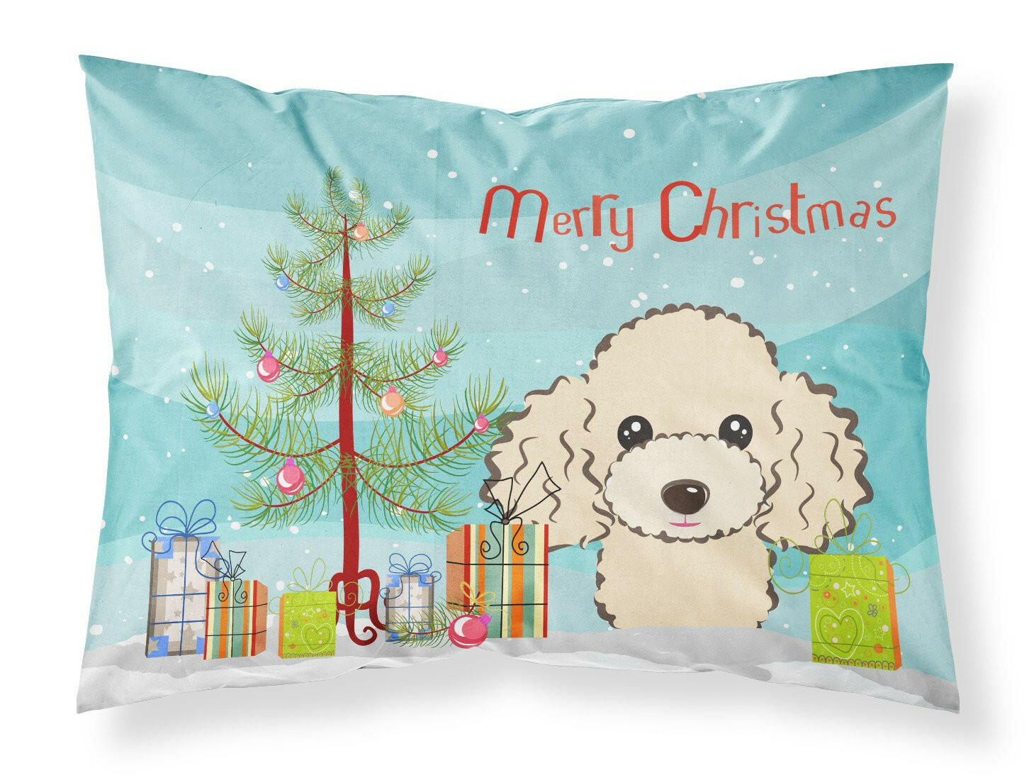 Christmas Tree and Buff Poodle Fabric Standard Pillowcase BB1630PILLOWCASE by Caroline's Treasures