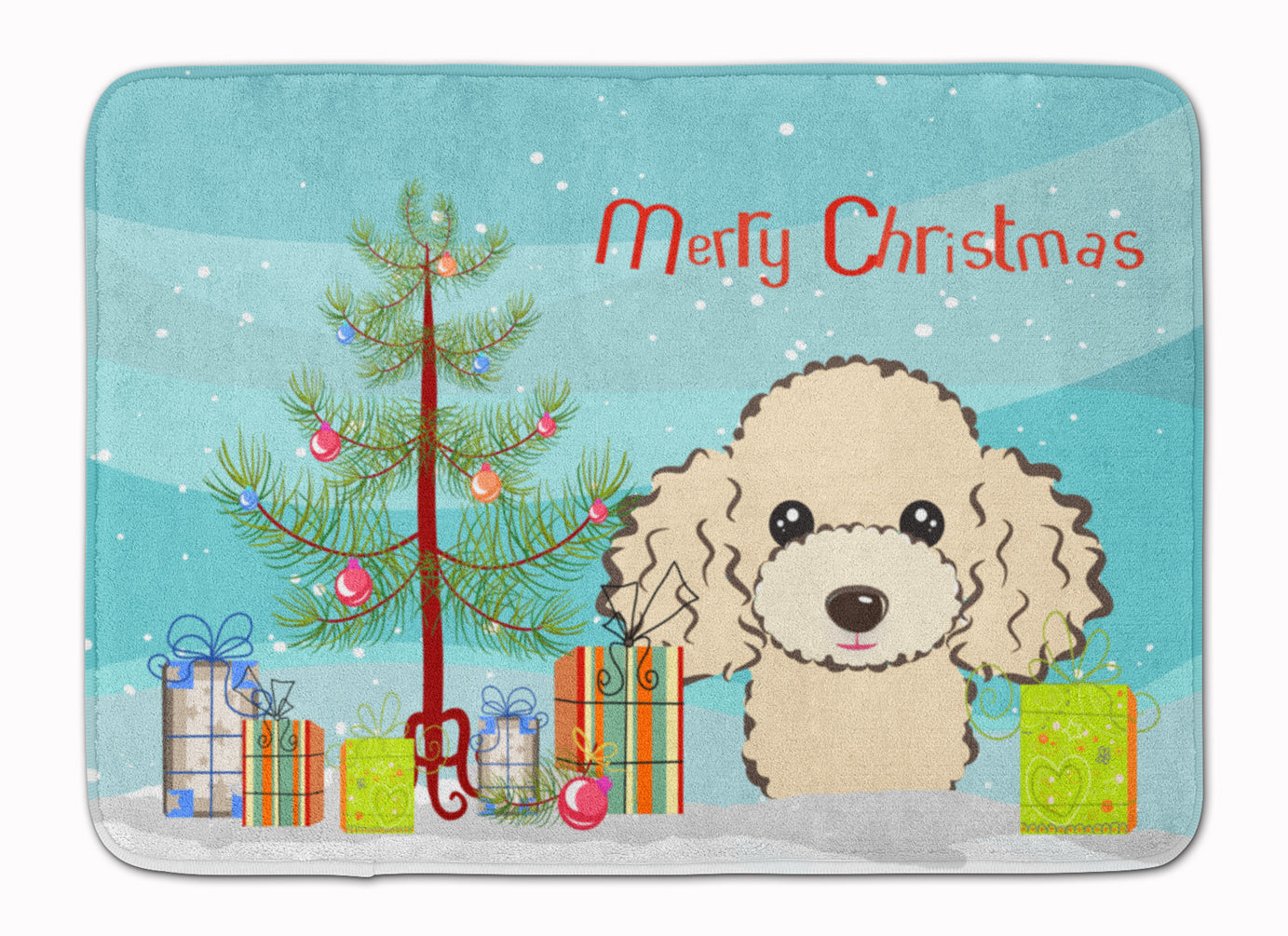 Christmas Tree and Buff Poodle Machine Washable Memory Foam Mat BB1630RUG - the-store.com