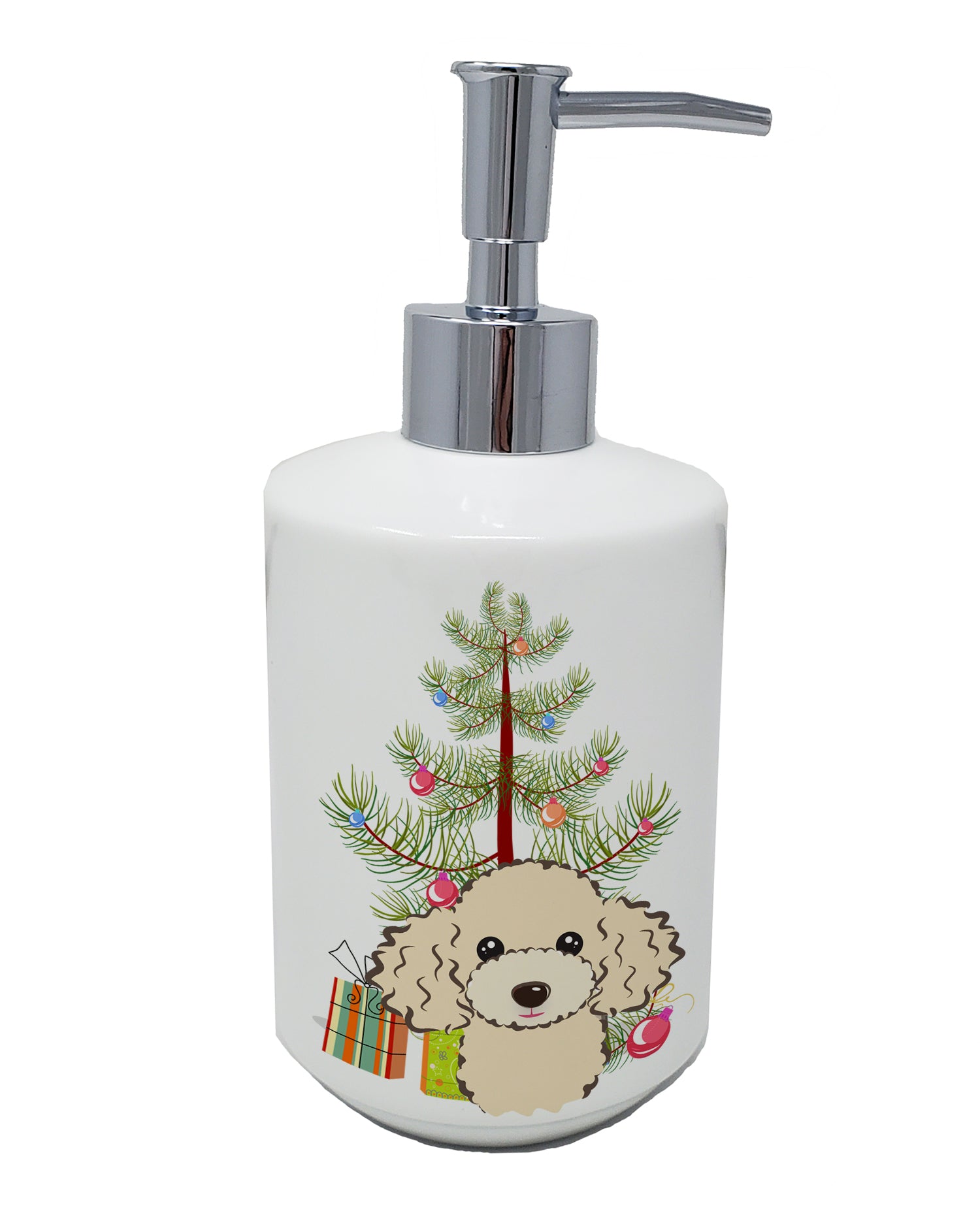 Buy this Christmas Tree and Buff Poodle Ceramic Soap Dispenser