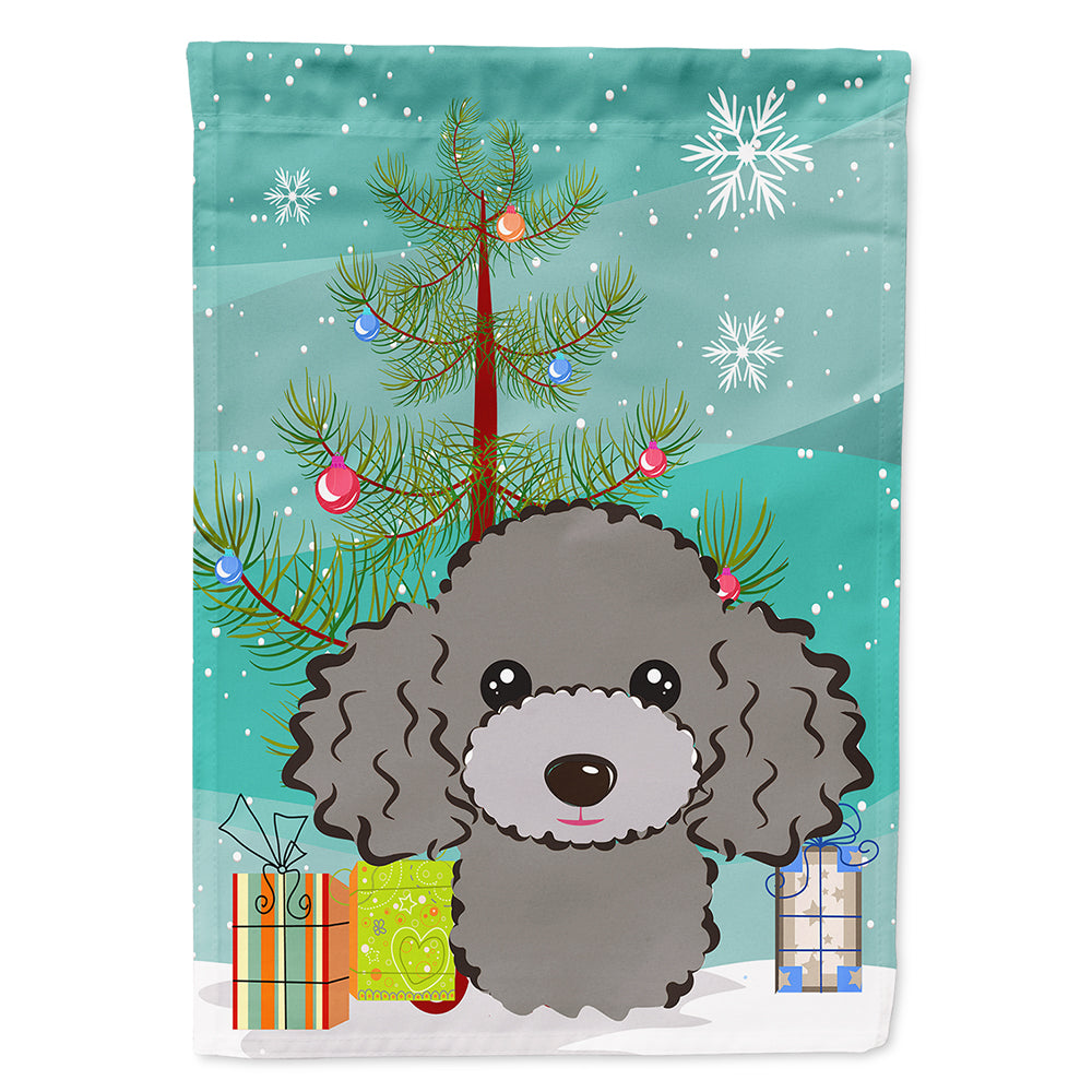 Christmas Tree and Silver Gray Poodle Flag Canvas House Size BB1631CHF