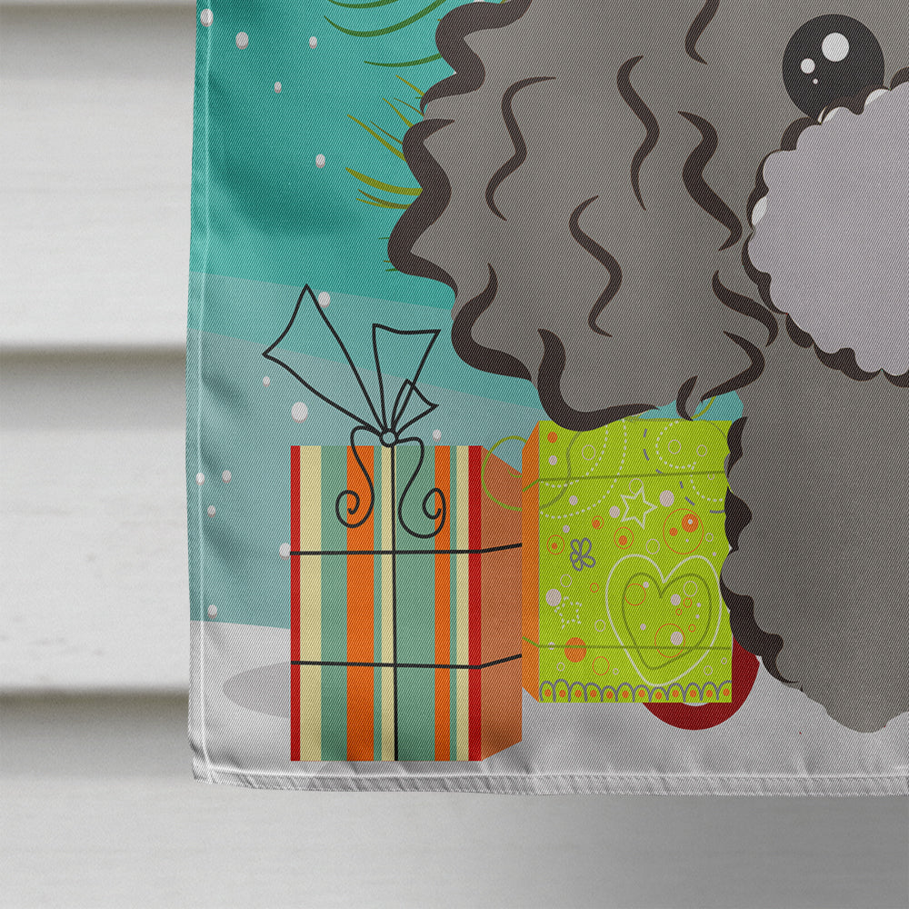 Christmas Tree and Silver Gray Poodle Flag Canvas House Size BB1631CHF  the-store.com.
